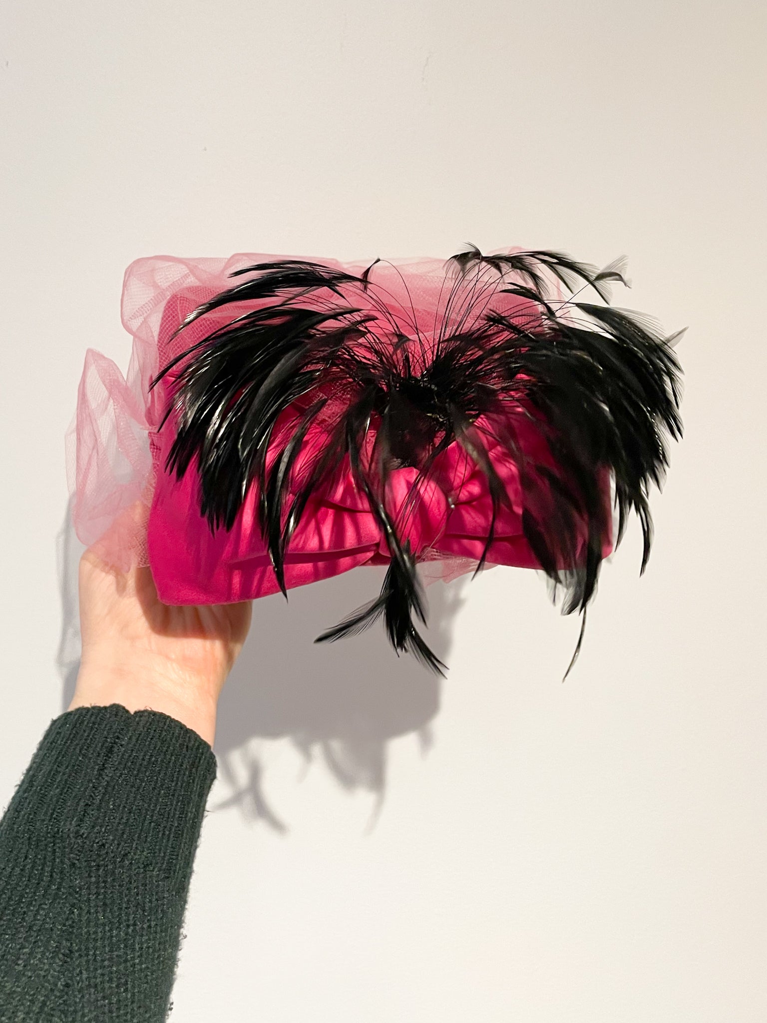 Vintage Pink outlet Feather Pillbox Hat