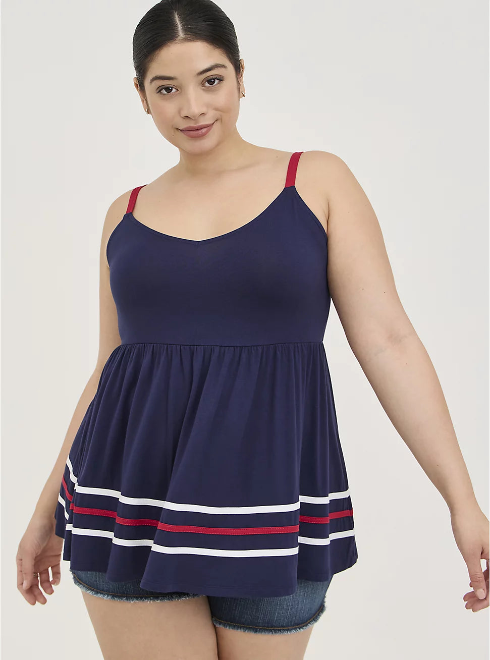 Torrid Babydoll Navy Blue and Red Sleeveless Top NWT - 3XL – Le