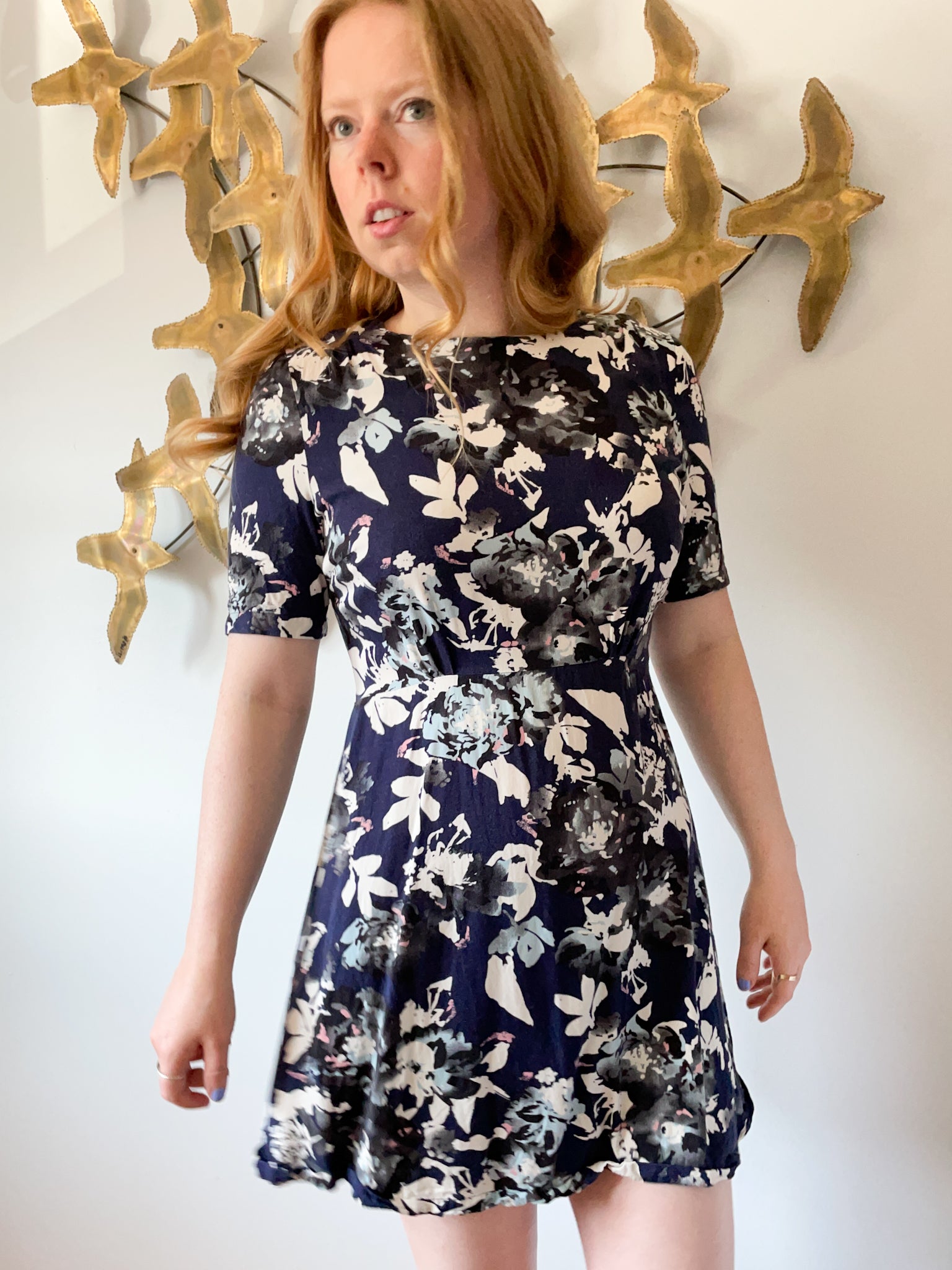 Navy blue dress fit and outlet flare