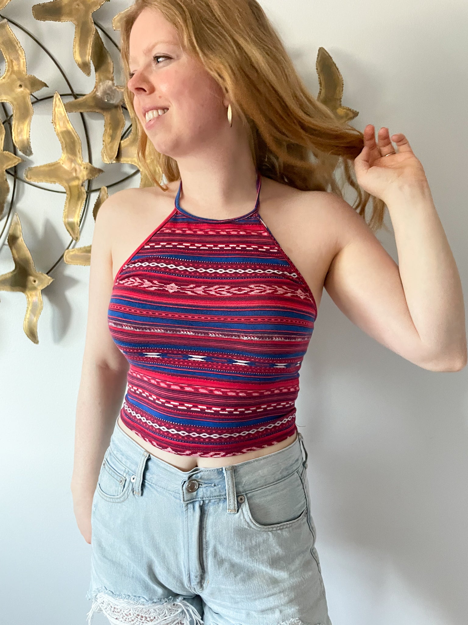 COTTON AND MODAL CROP TOP - striped
