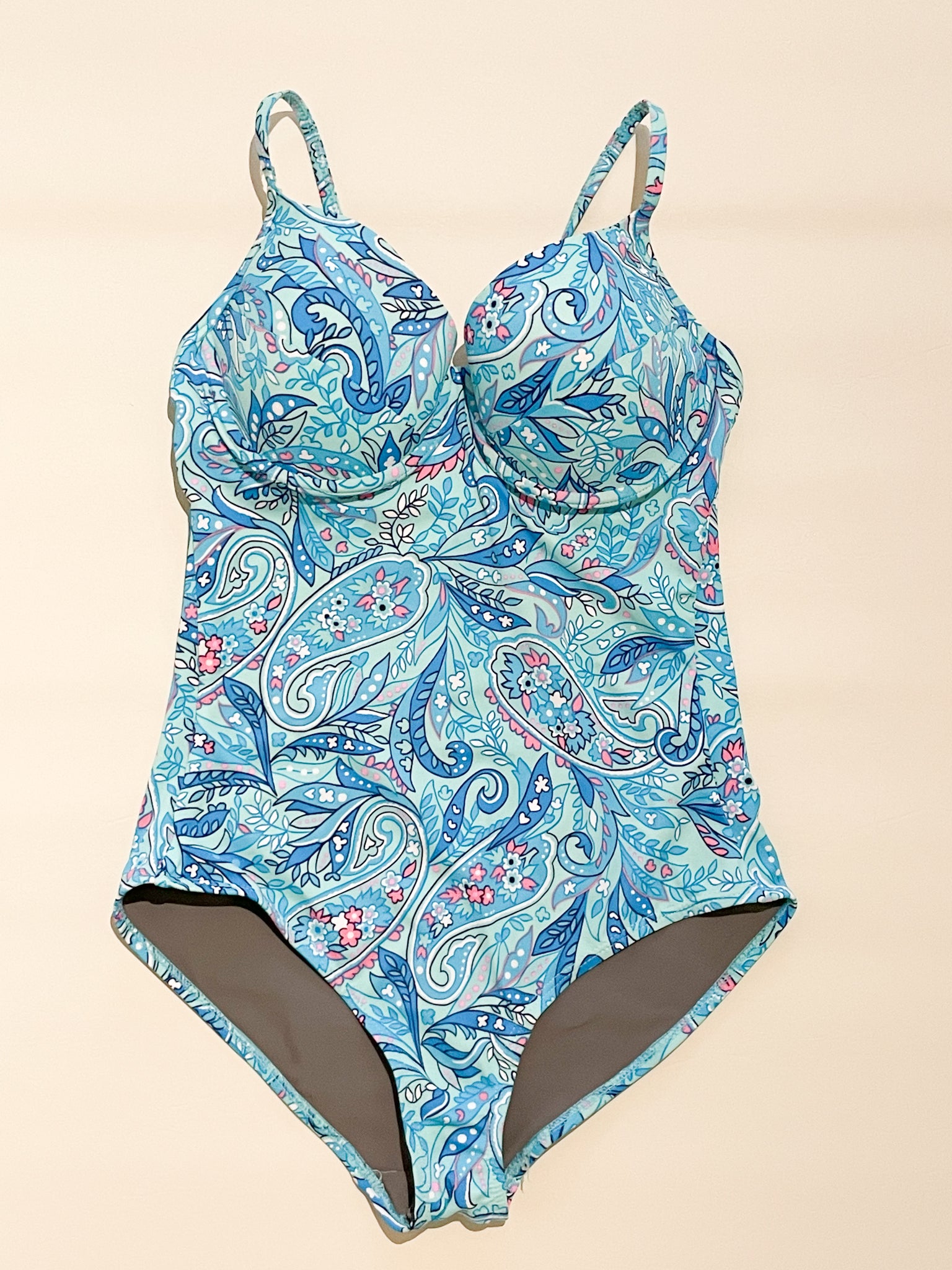 Beautiful Blue Floral Bikini Top - All Swimwear