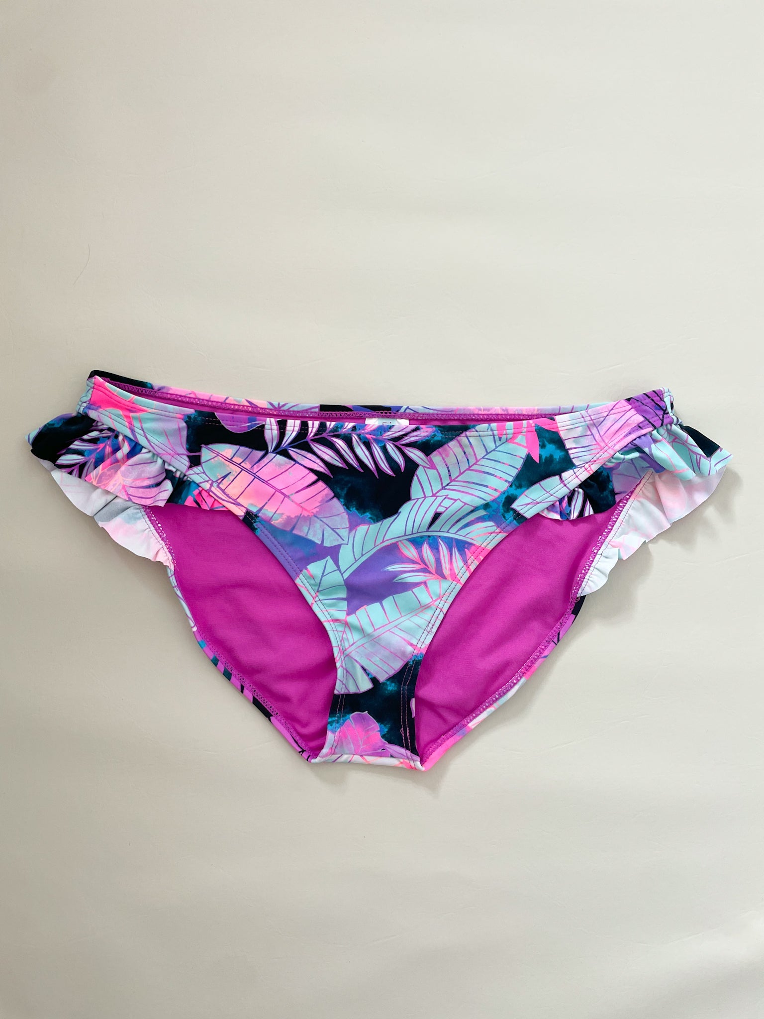 Floral Print Bikinis - Purple Bikini Bottoms - V-Cut Swim Bottoms