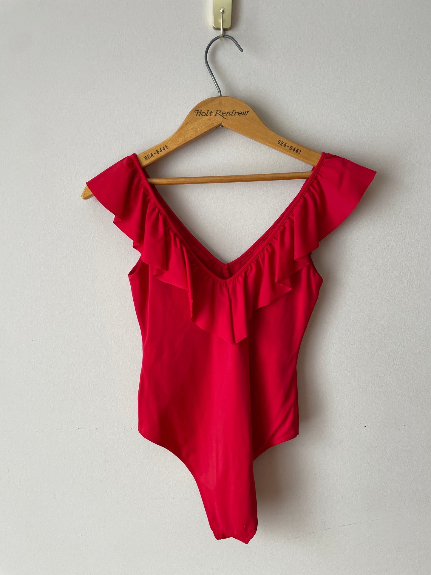 Wilfred Red Ruffle One Piece Bodysuit / Swimsuit - XS