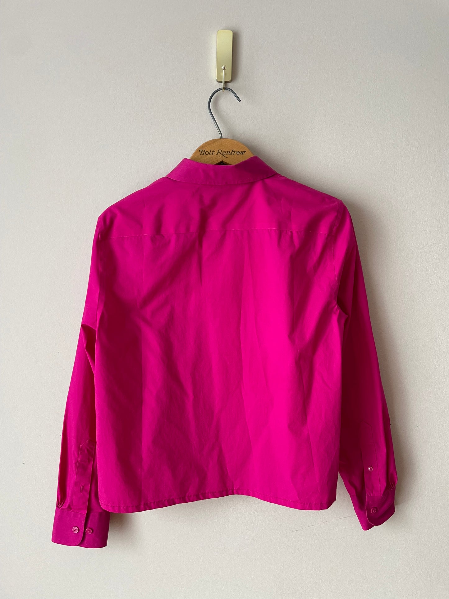 Jones New York Hot Pink Easy Care Stretch Cropped Button Up Shirt - Medium