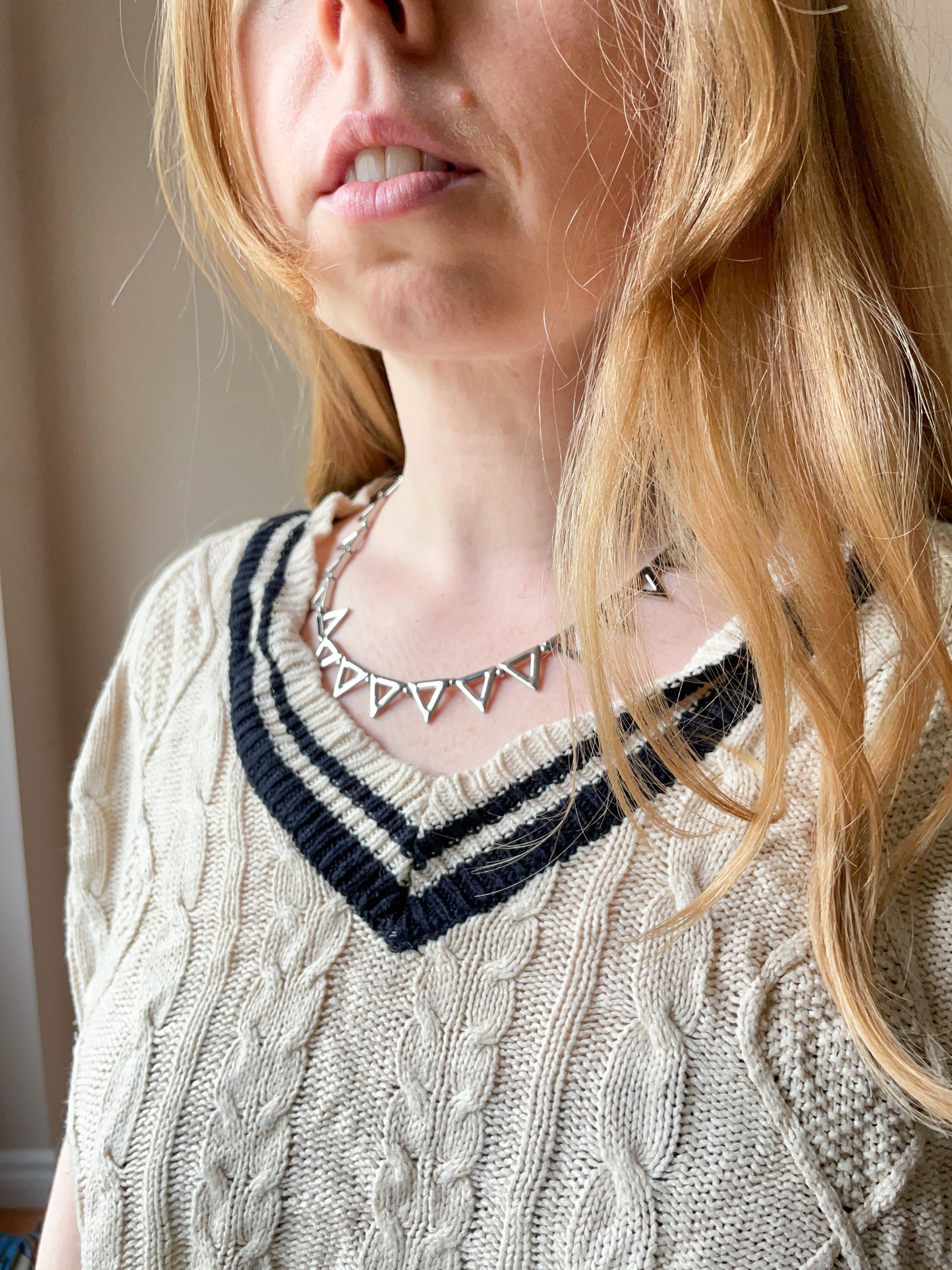 Silver Triangle Statement Necklace