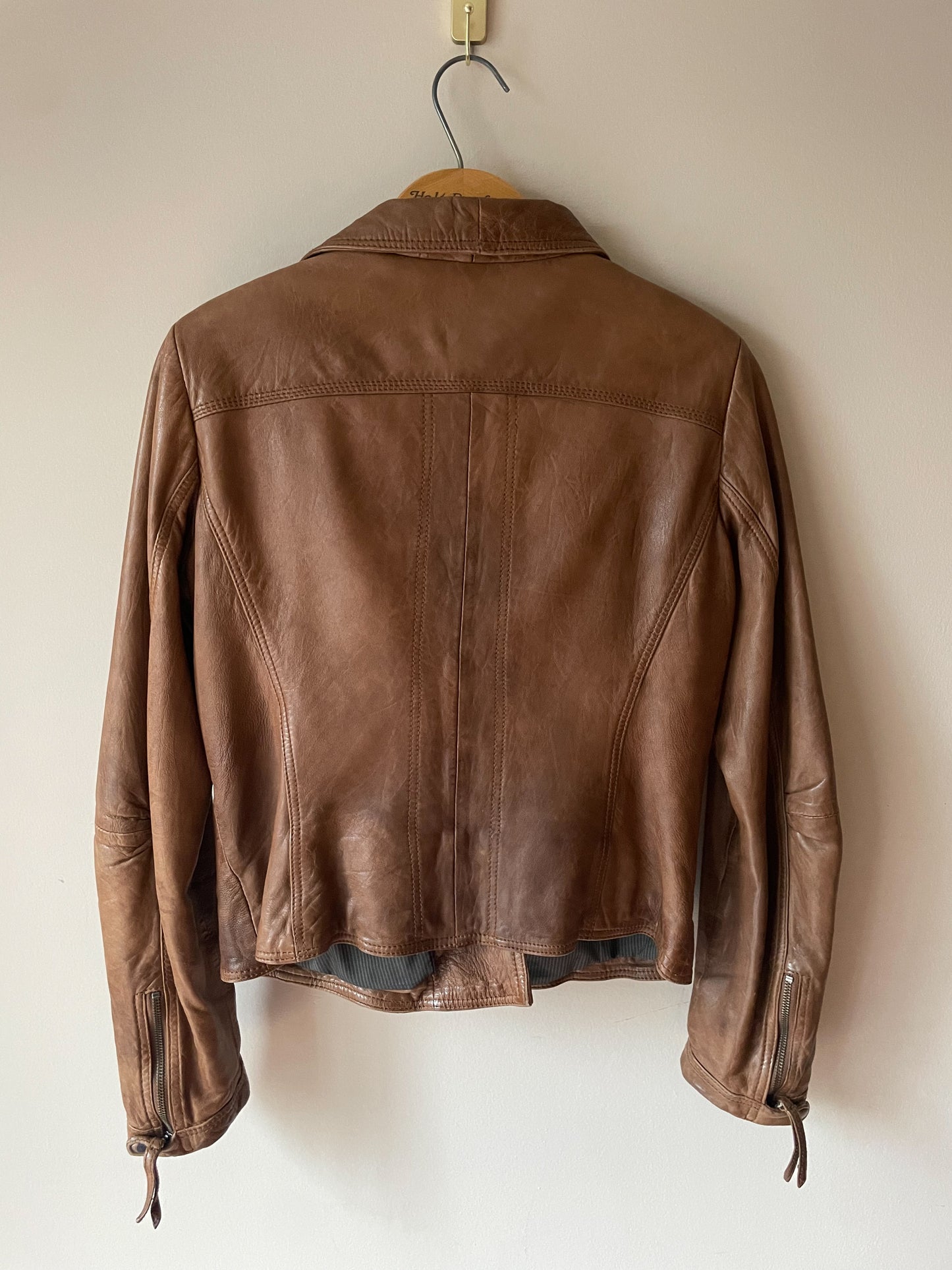 Danier Brown Genuine Leather Moto Jacket - Small