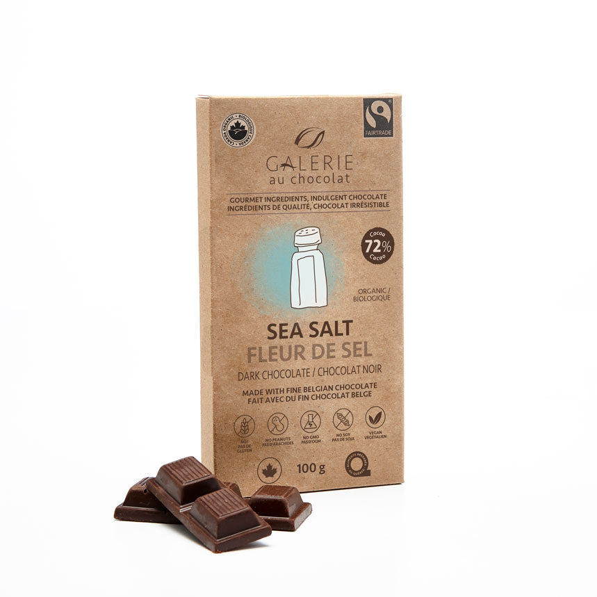 Galerie au Chocolat Fairtrade Dark Chocolate Sea Salt Bar