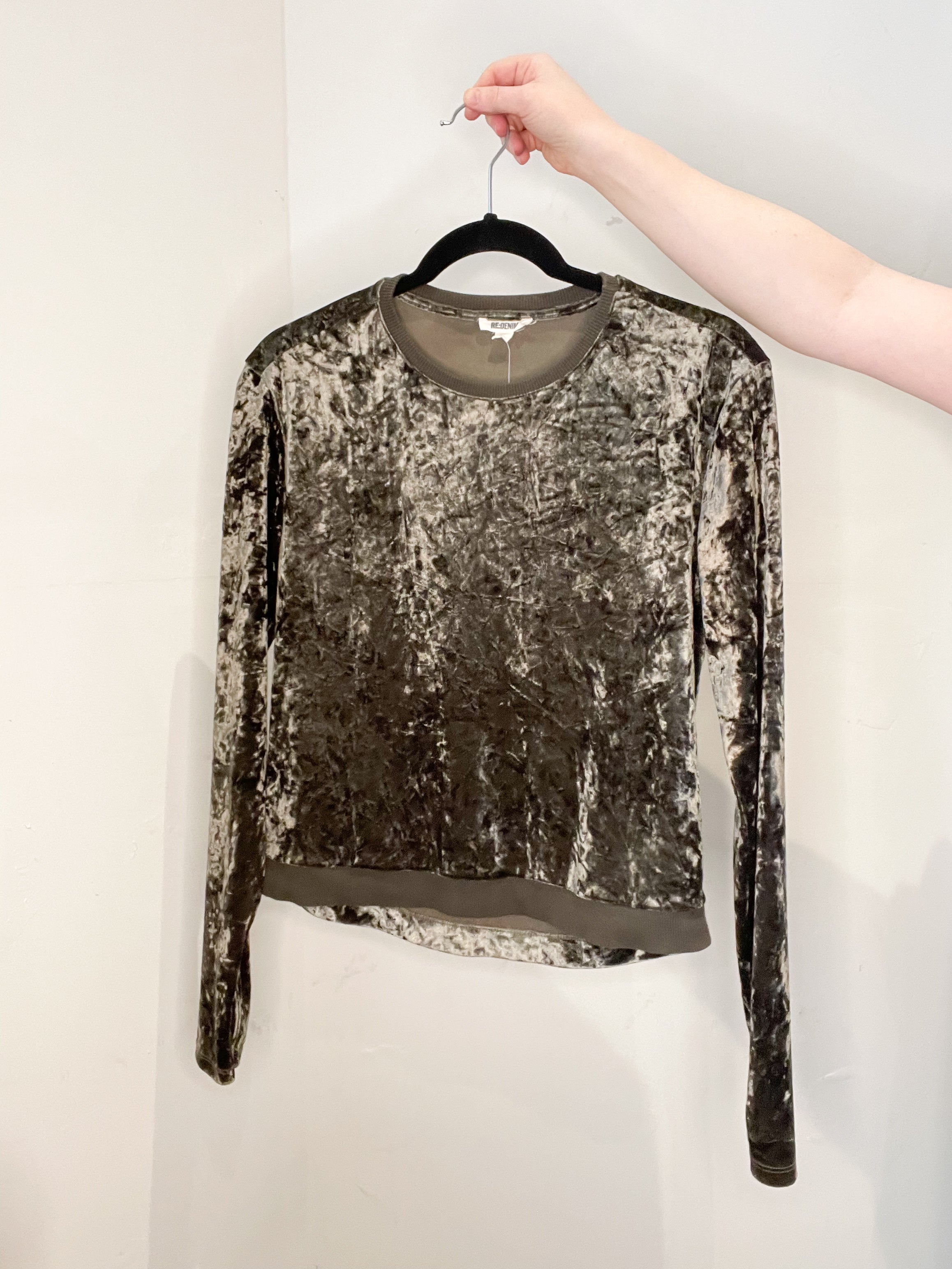 Crushed velvet top long sleeve best sale