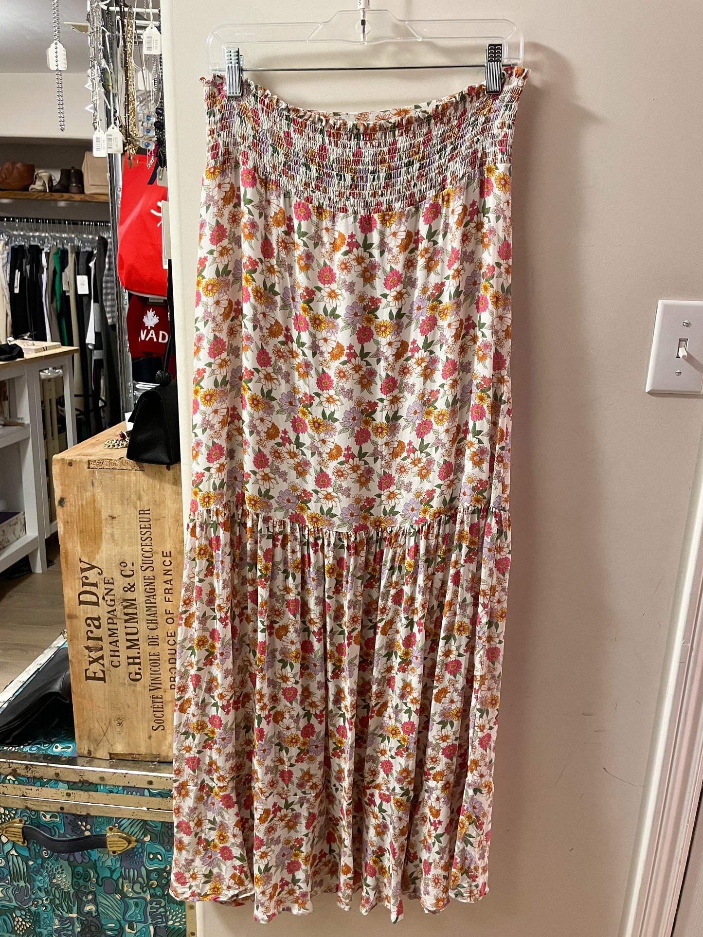 Nicole Miller Jewel Tone Floral Silk Blend Maxi Skirt - S/M