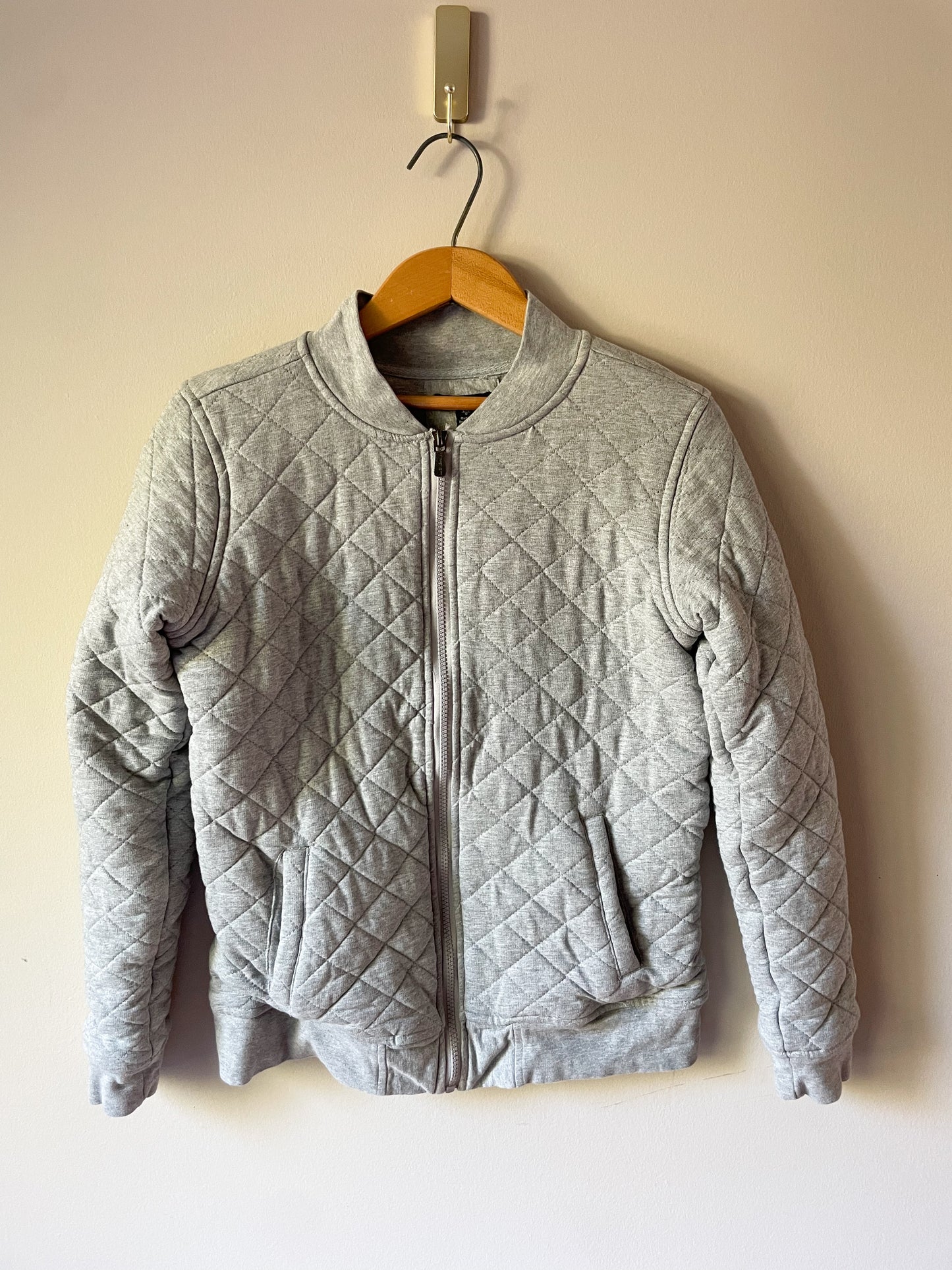 Silver Jeans Grey Quilted Bomber Jacket - Small