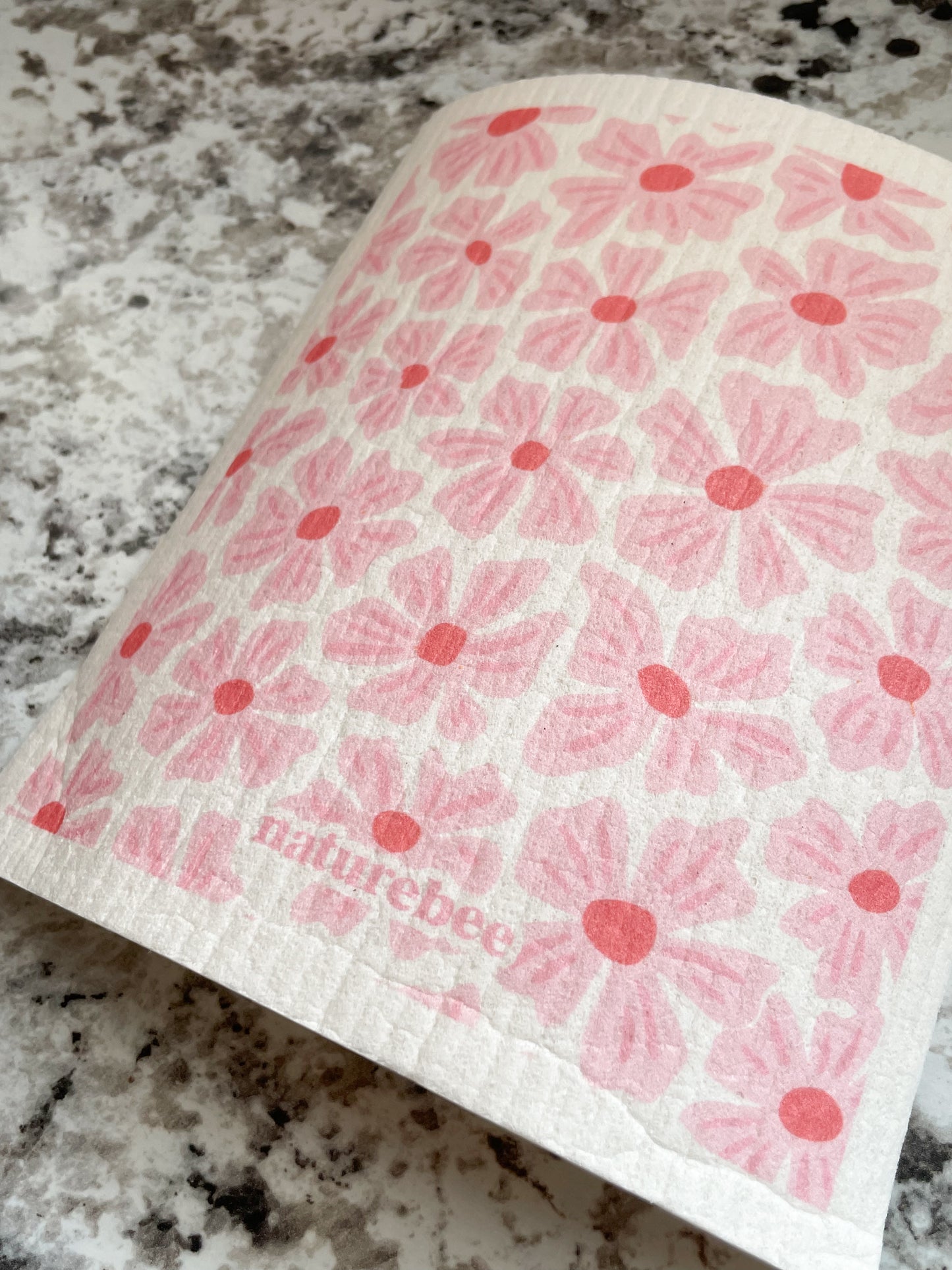 Reusable Sponge Cloth - Pink Flowers