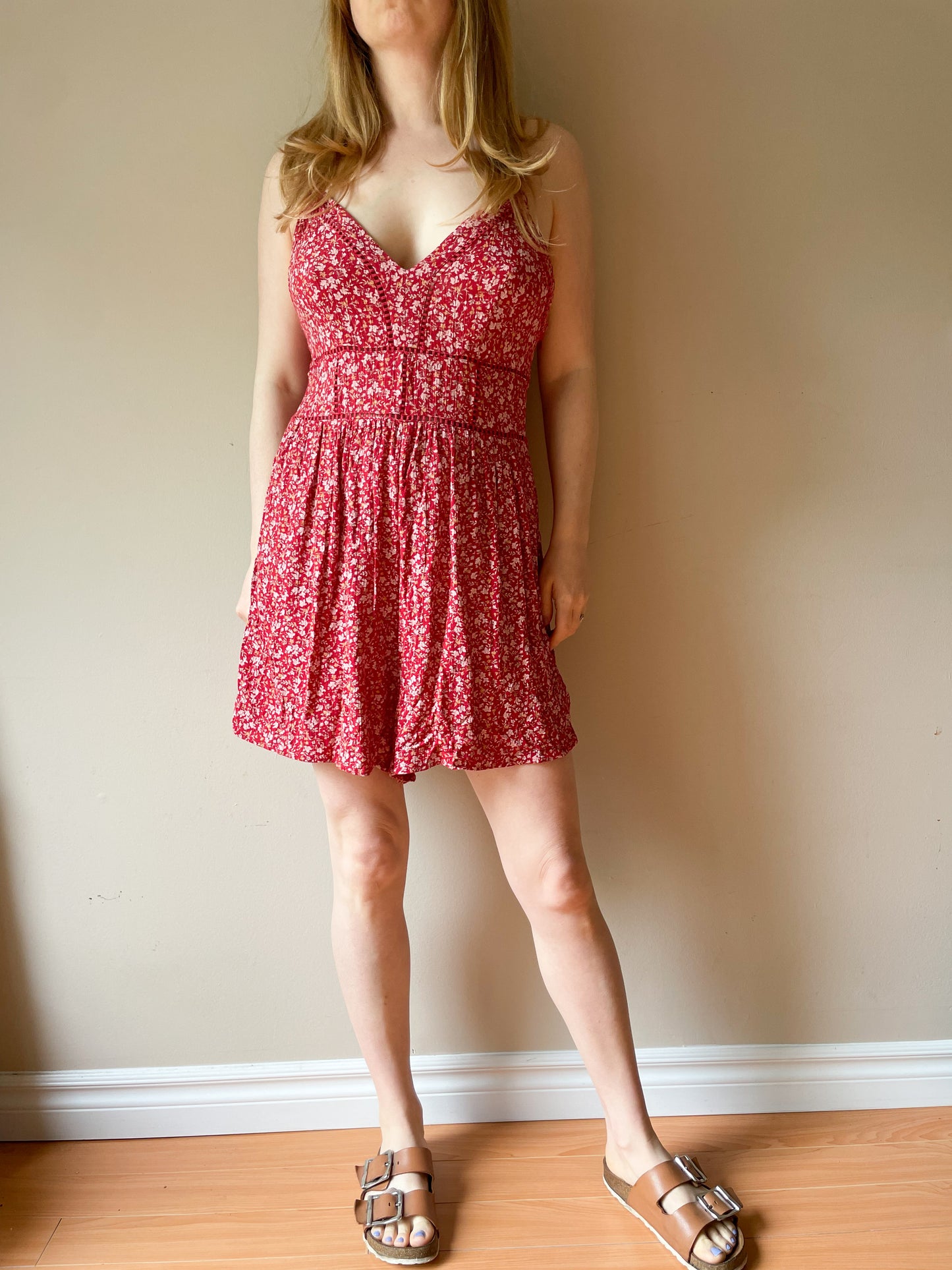 American Eagle Red Boho Romper - Medium