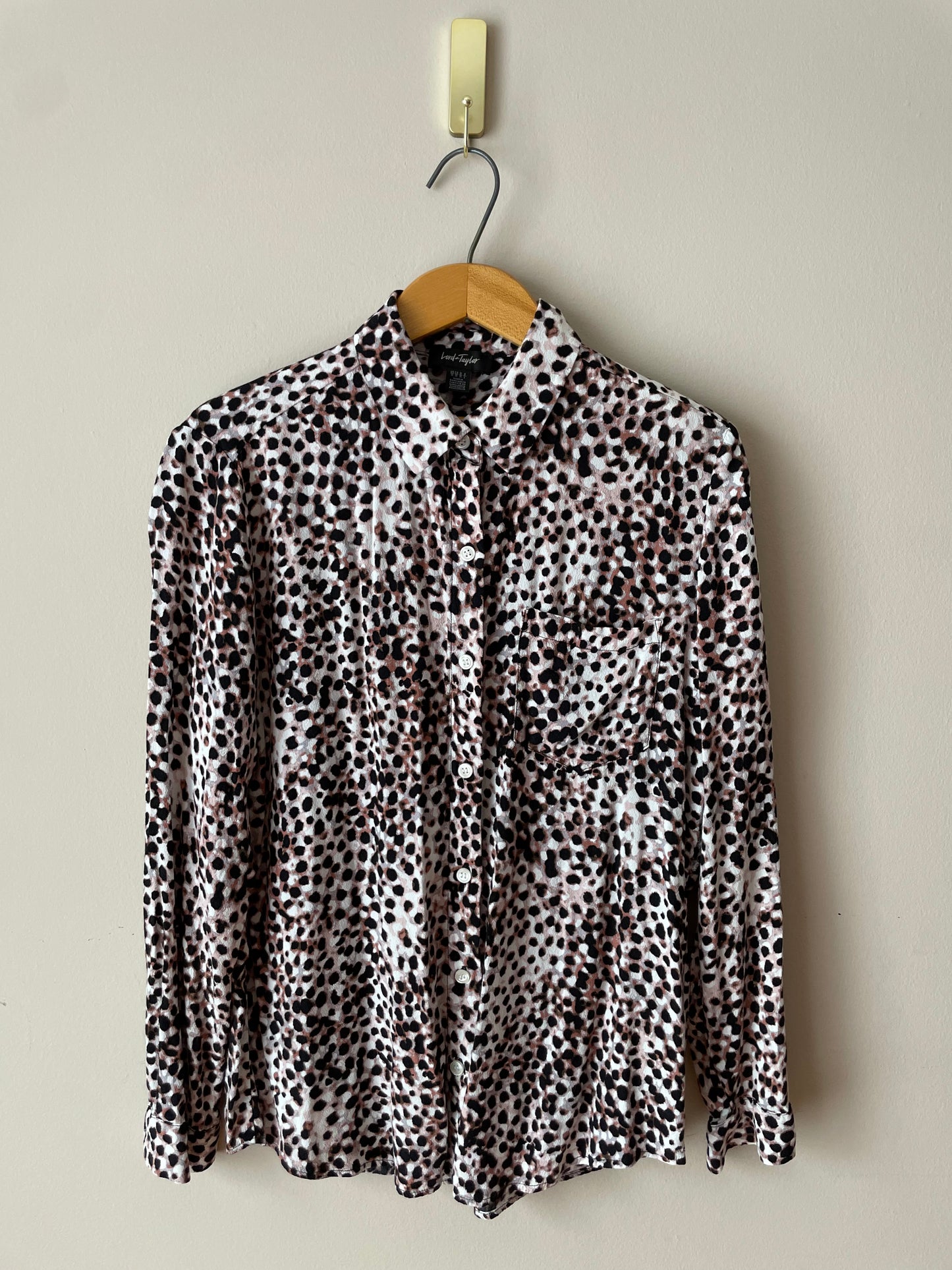 Lord & Taylor Leopard Print Relaxed Button Up Top - Large