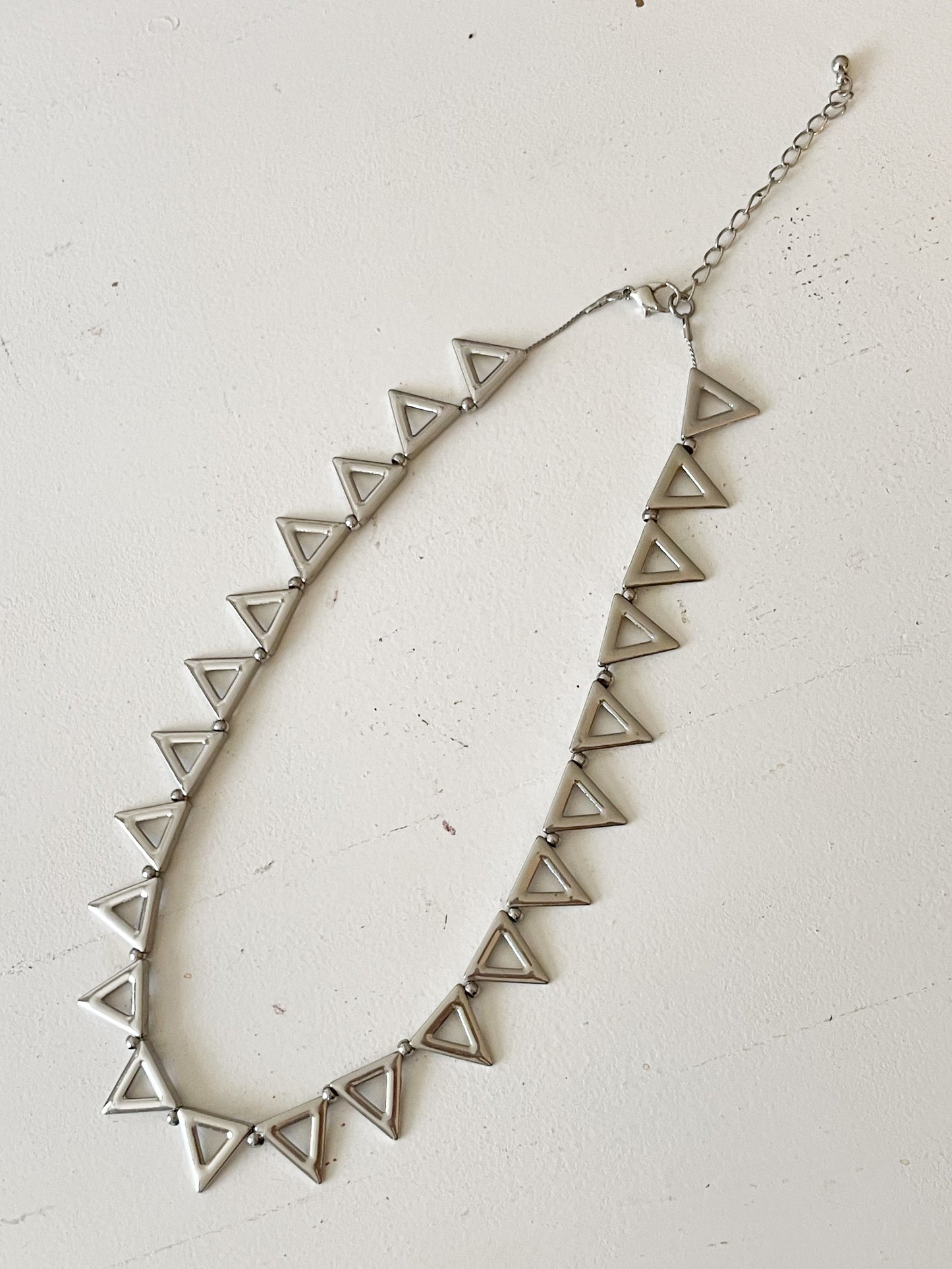 Silver Triangle Statement Necklace