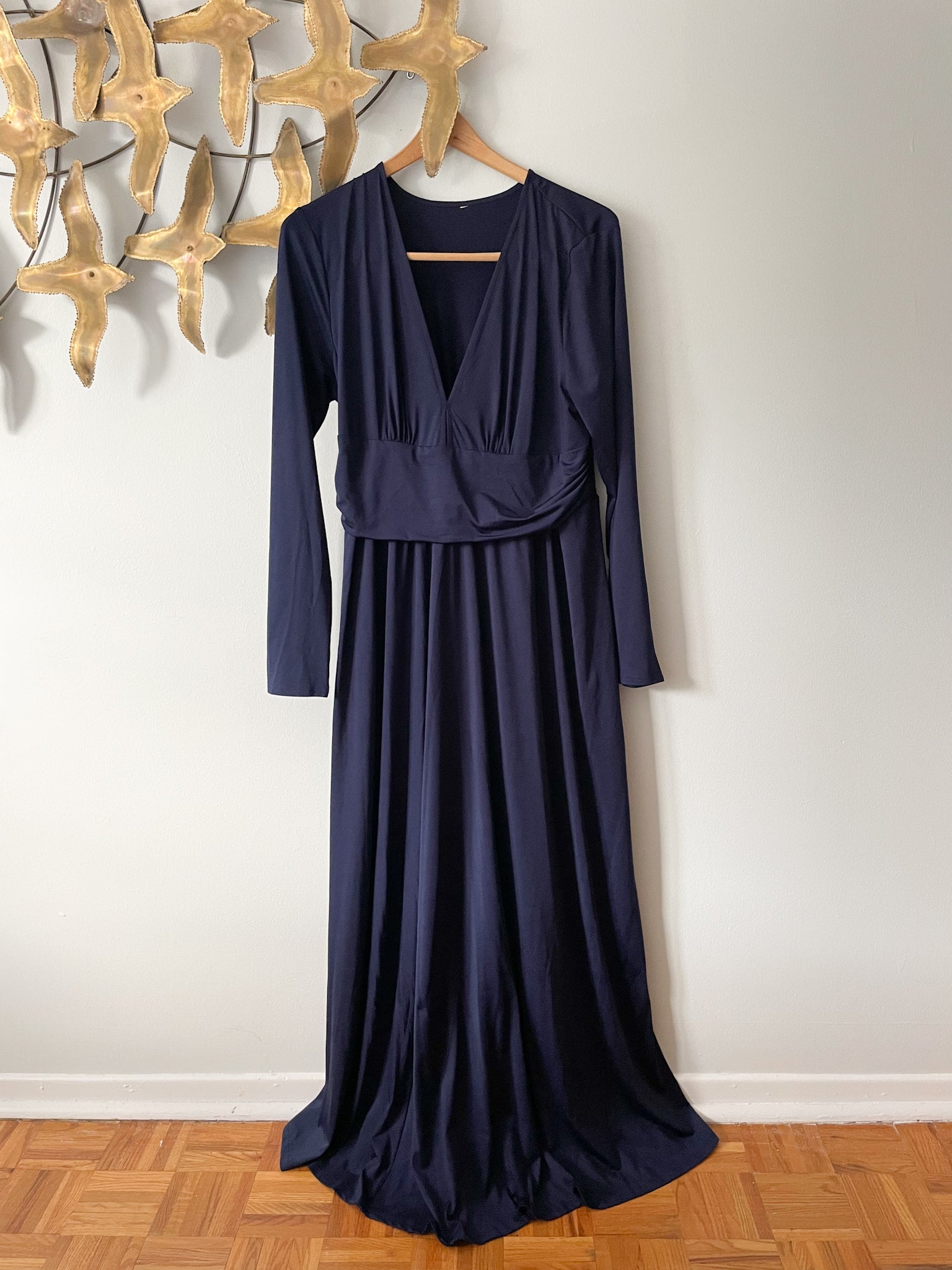 Navy empire waist maxi dress sale