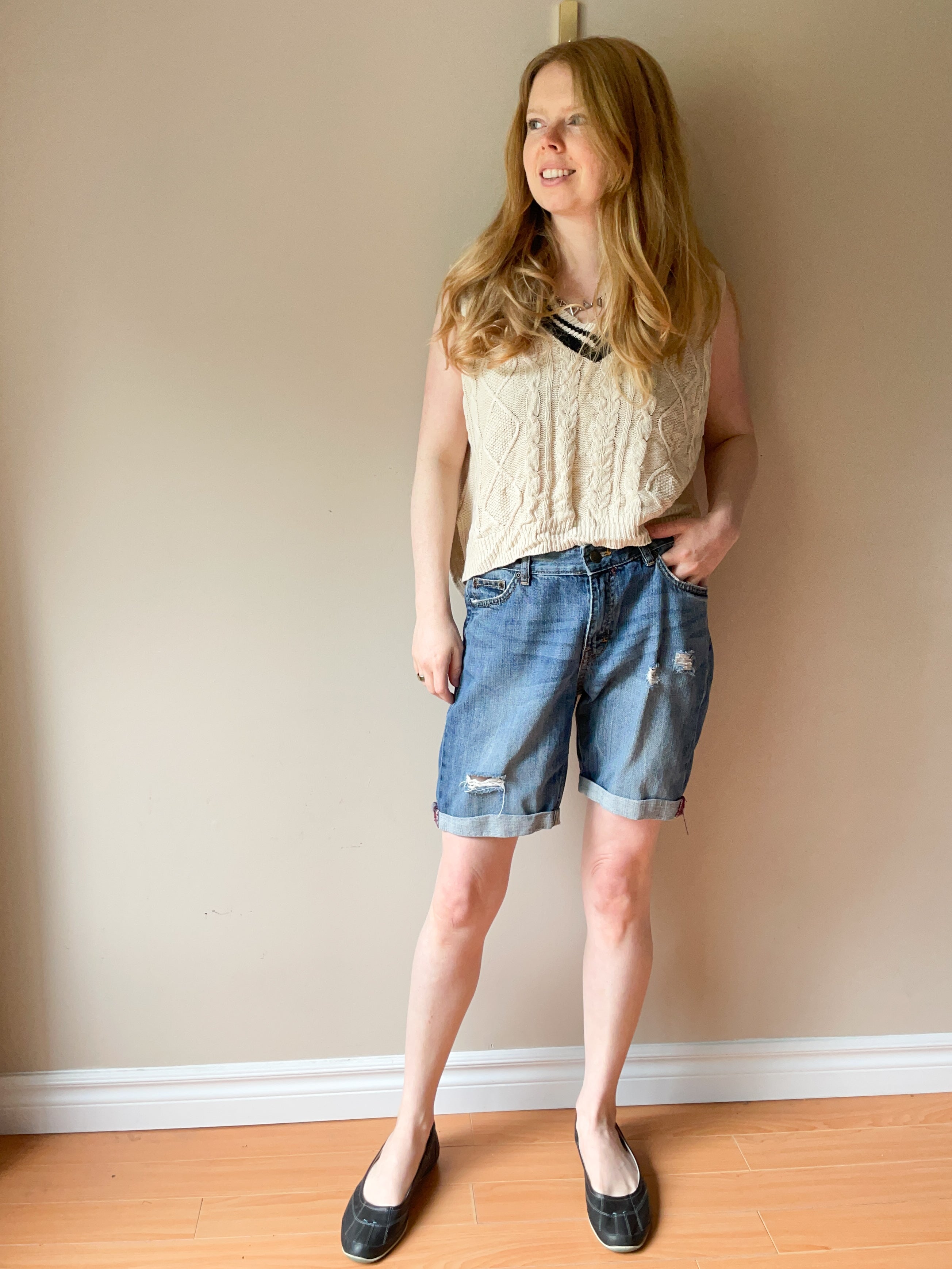 L.O.G.G. Distressed Mid Rise Cuffed Cotton Denim Shorts Size 27 Le Prix Fashion Consulting