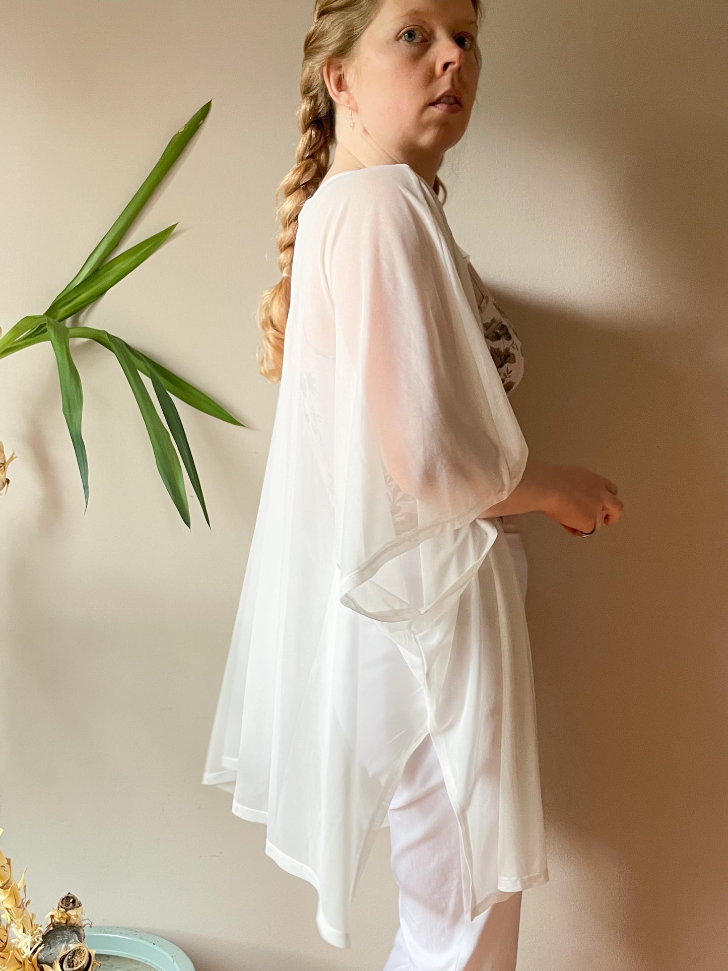 White Sheer Open Cover Up Shawl - One Size