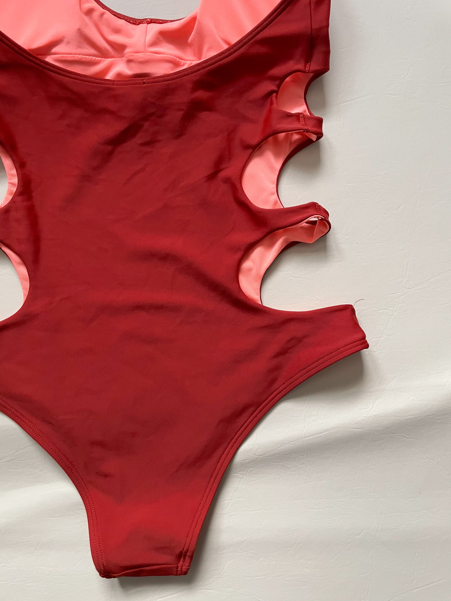 Aerie Rust Red Cutout Plunge Halter Cheeky One Piece Swimsuit NWOT - Small