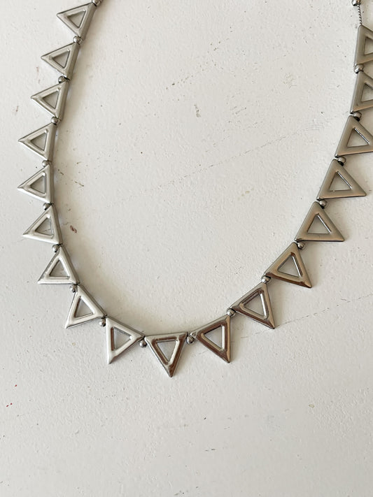 Silver Triangle Statement Necklace