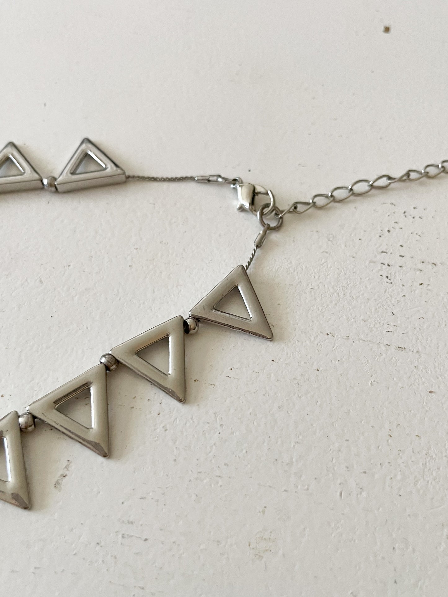 Silver Triangle Statement Necklace