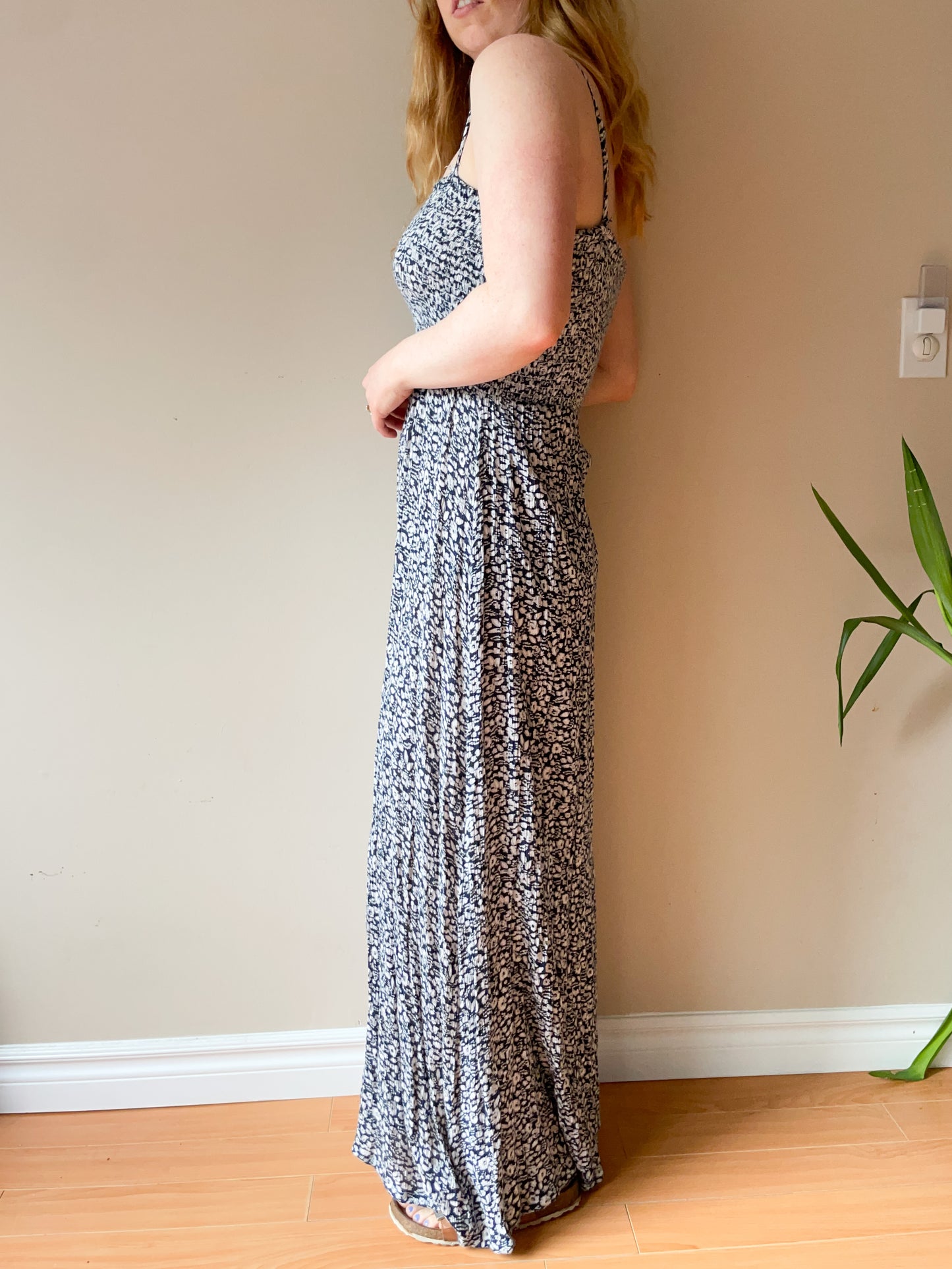 Wallflower Blue Floral Smocked Maxi Dress - Medium