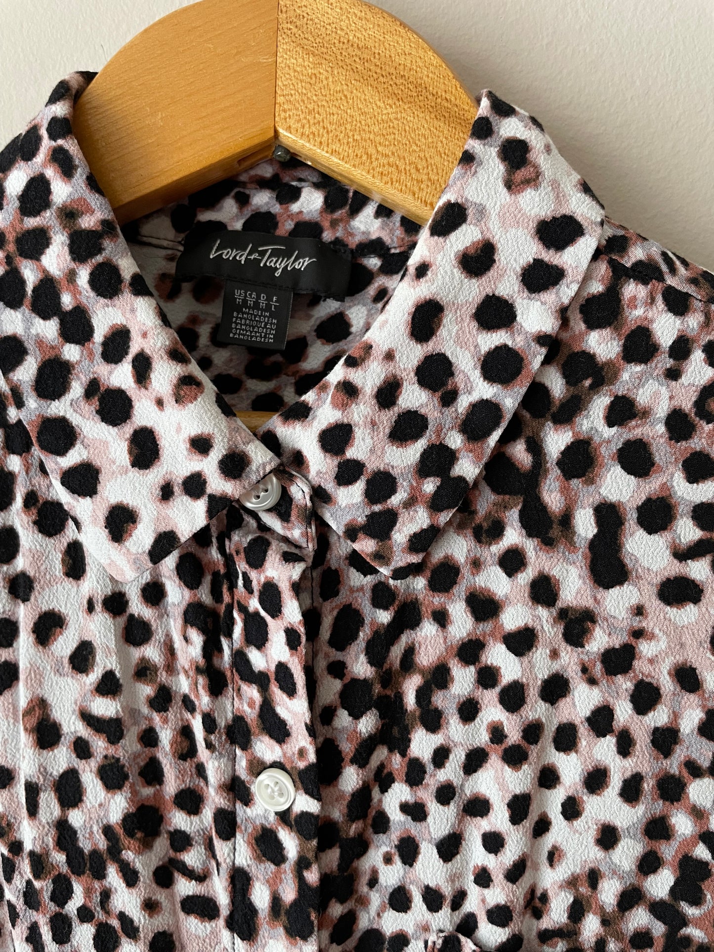 Lord & Taylor Leopard Print Relaxed Button Up Top - Large