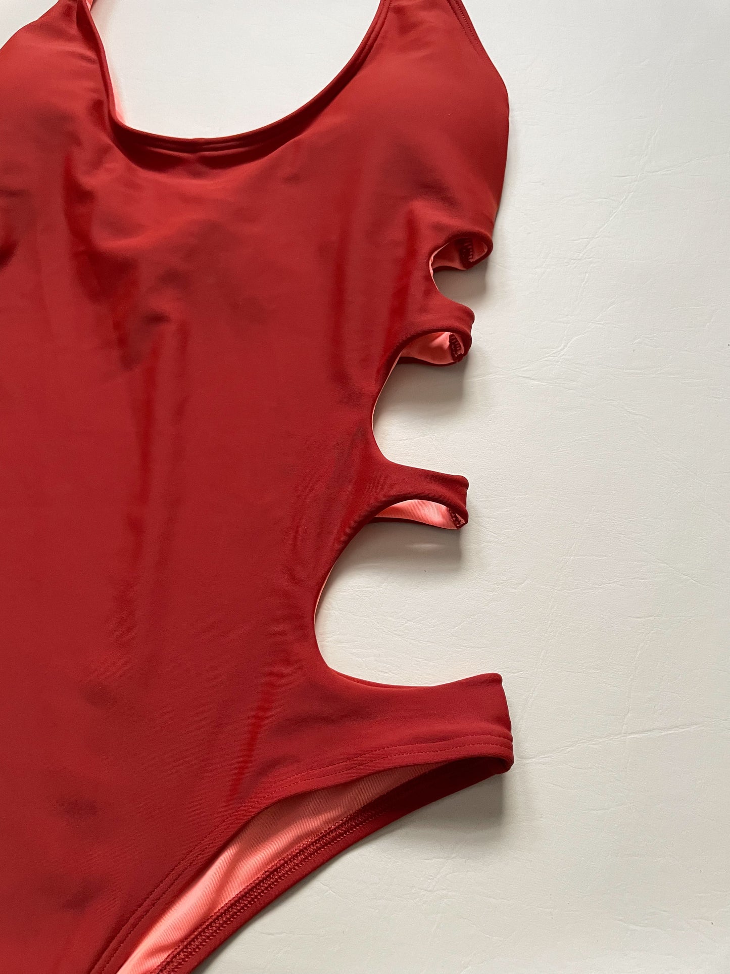 Aerie Rust Red Cutout Plunge Halter Cheeky One Piece Swimsuit NWOT - Small