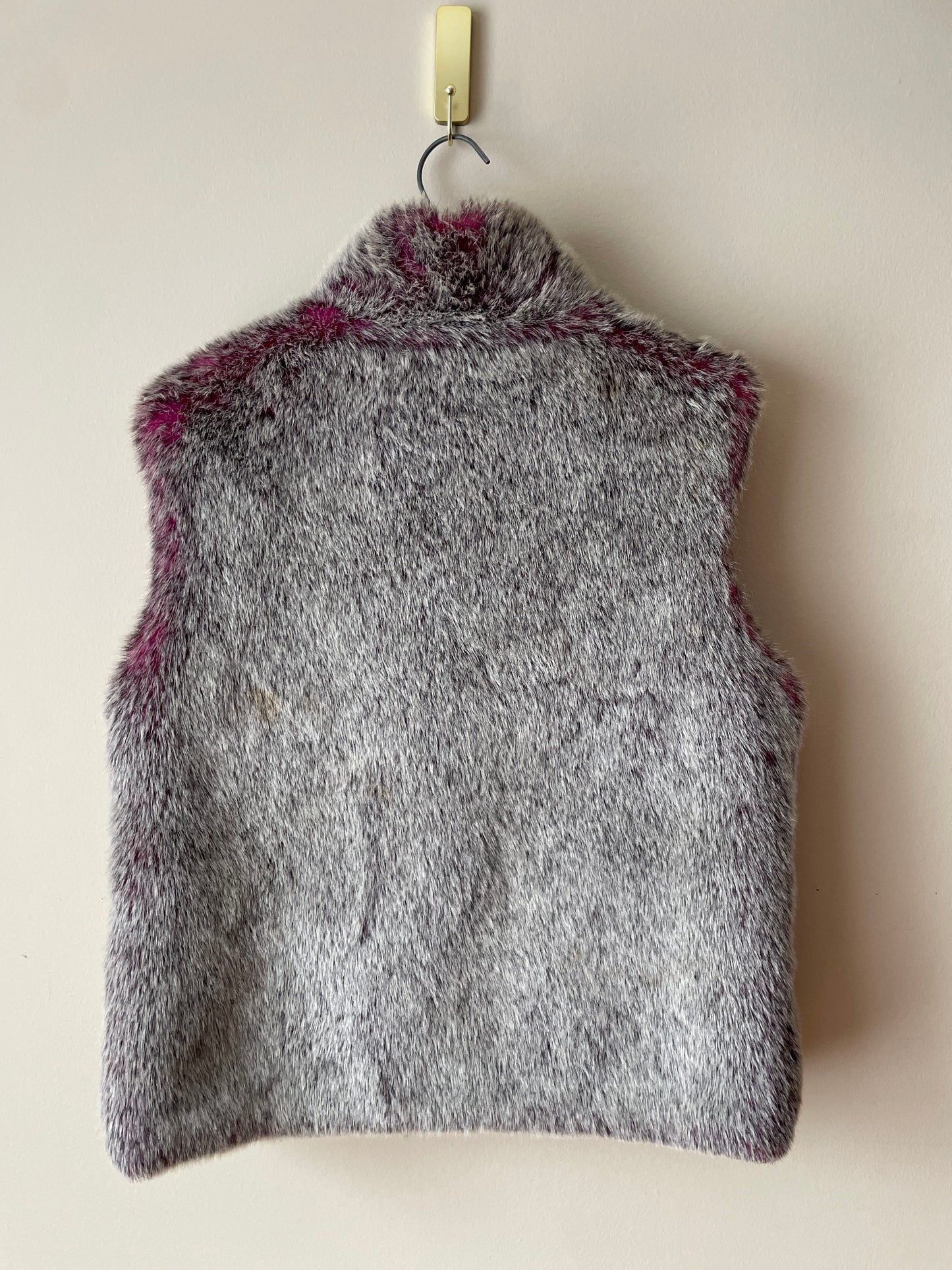 Neckworks Pink Grey Faux Fur Vest - Medium