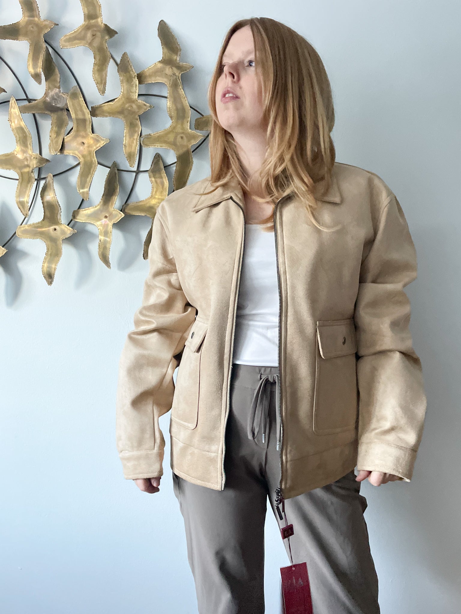 Faux suede camel on sale jacket