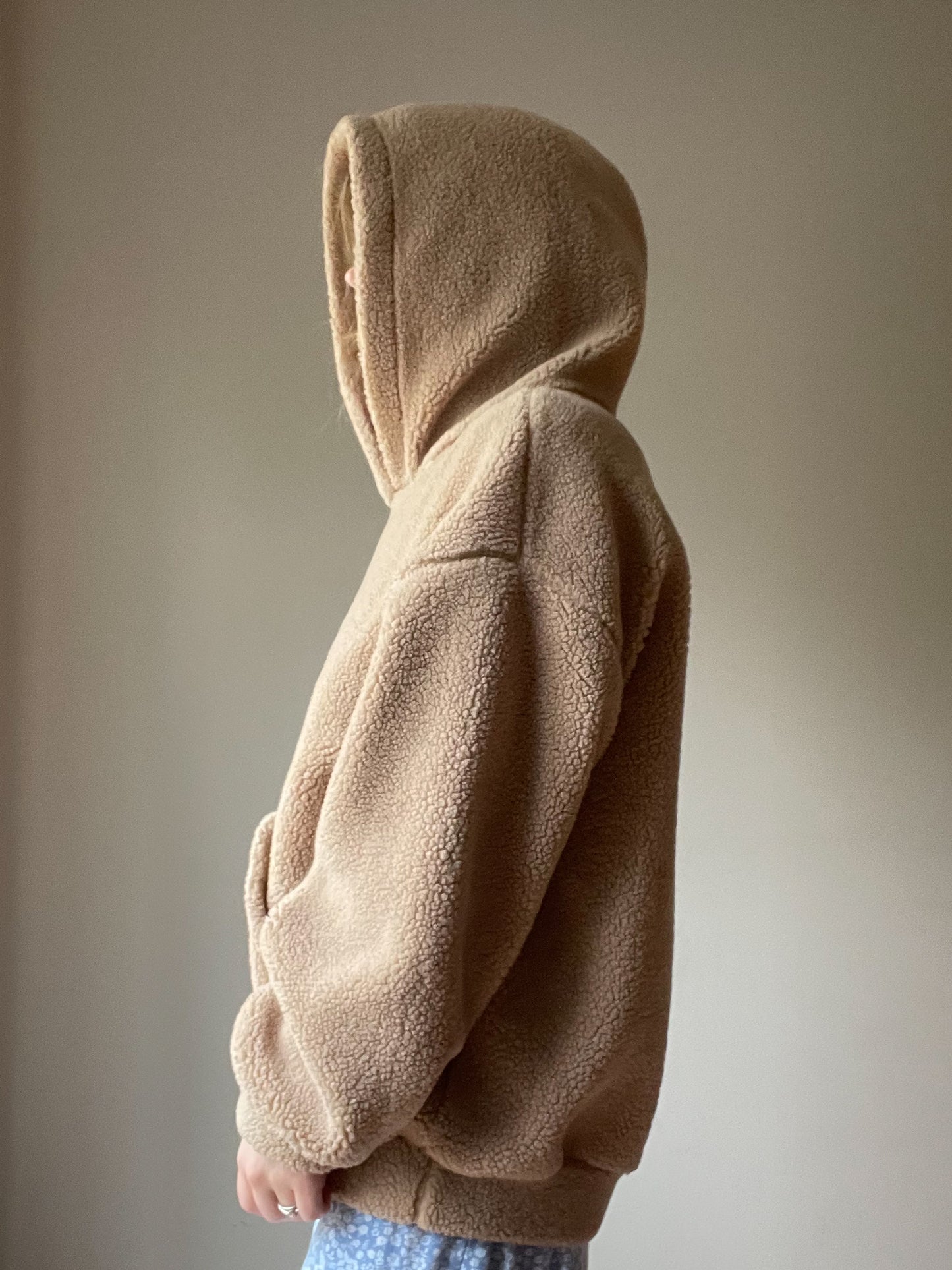 HP Mode Camel Teddy Wool Blend Hoodie Sweater - Large