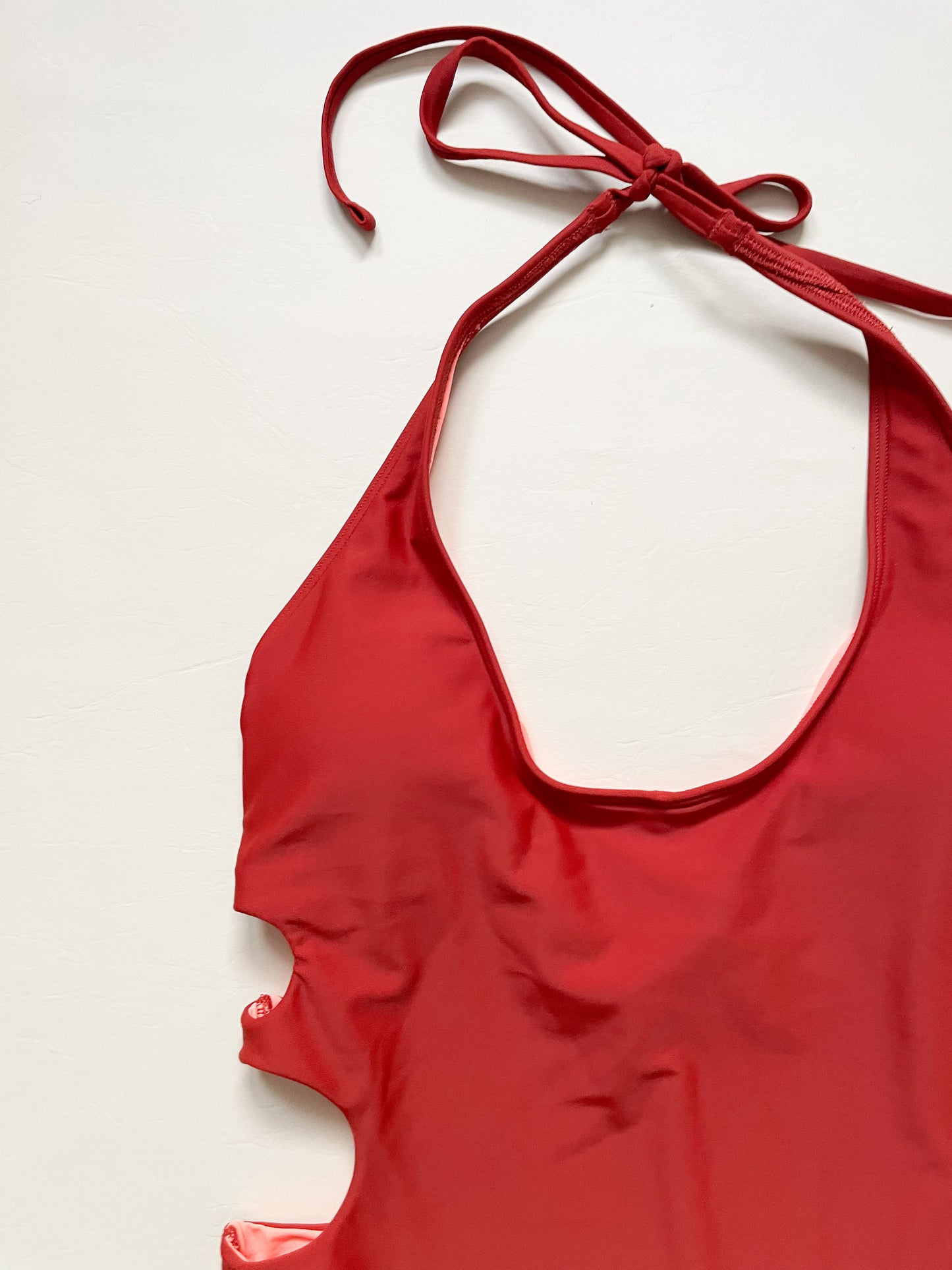 Aerie Rust Red Cutout Plunge Halter Cheeky One Piece Swimsuit NWOT - Small