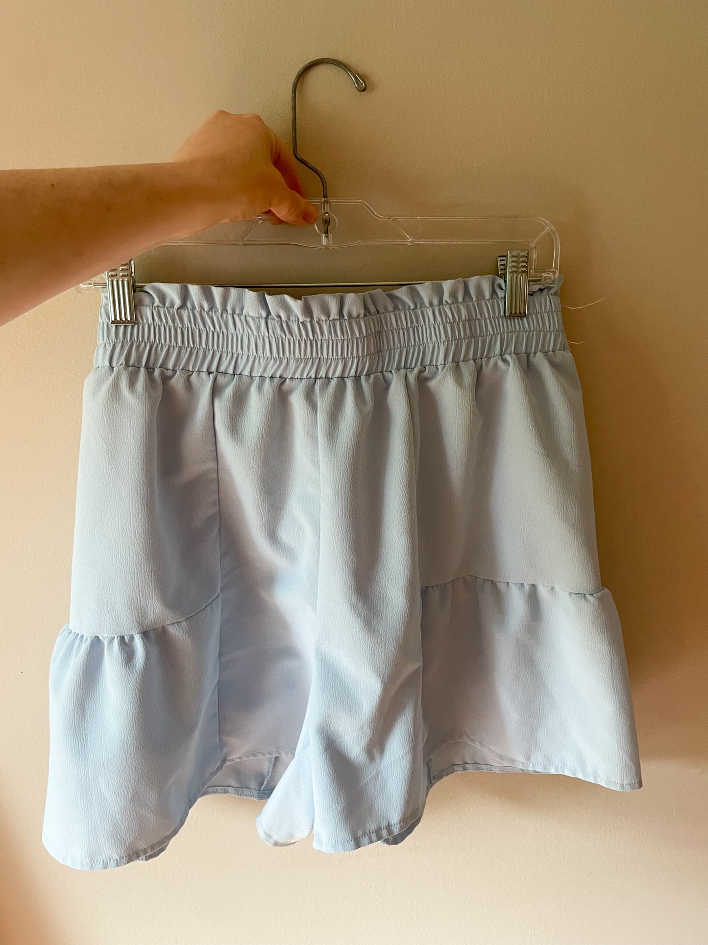 Baby Blue Ruffle Paper Bag Shorts - L/XL