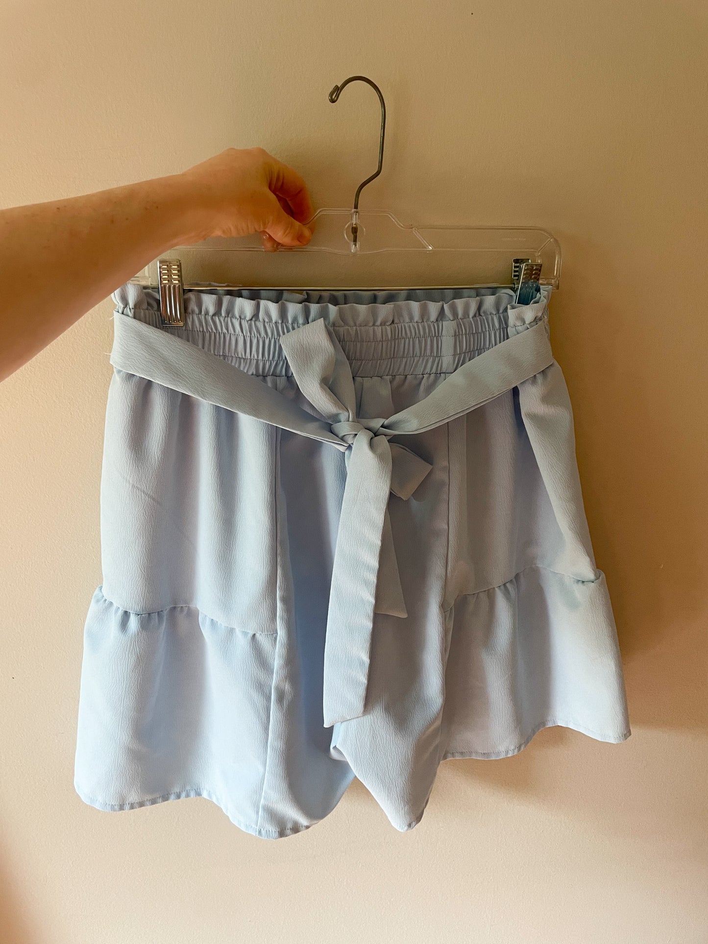 Baby Blue Ruffle Paper Bag Shorts - L/XL