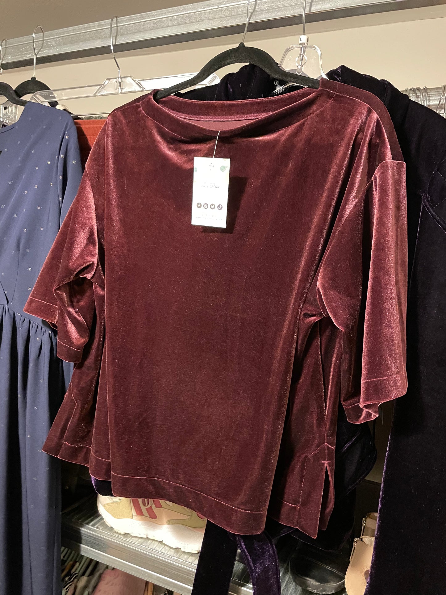 Wine Red Velvet Top - M/L/XL