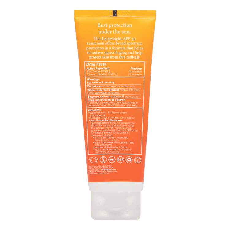 Derma E Sun Defense Clear Zinc Sunscreen SPF30 Body - Pre-Order