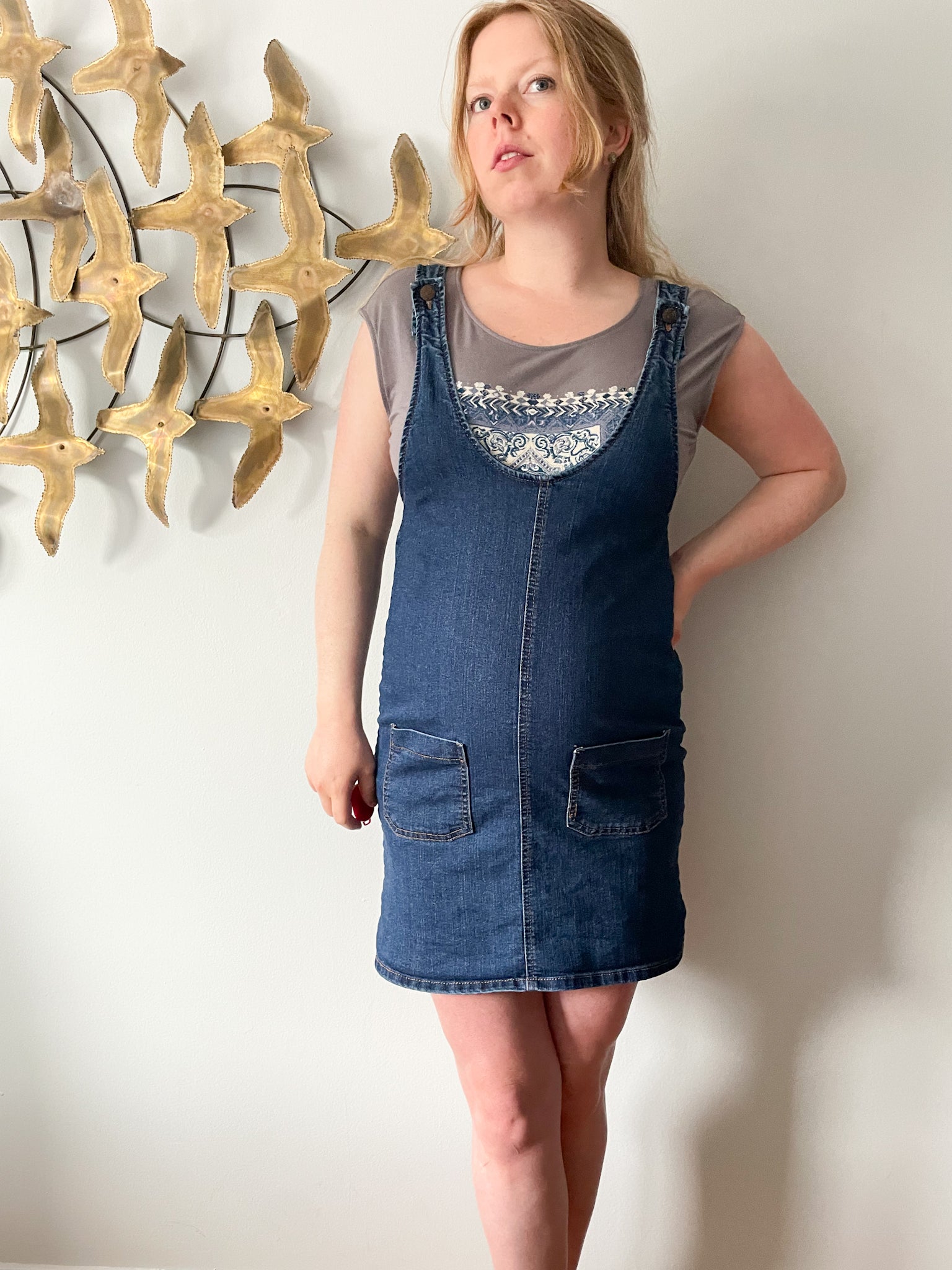 Denim overall clearance skirt navy blue