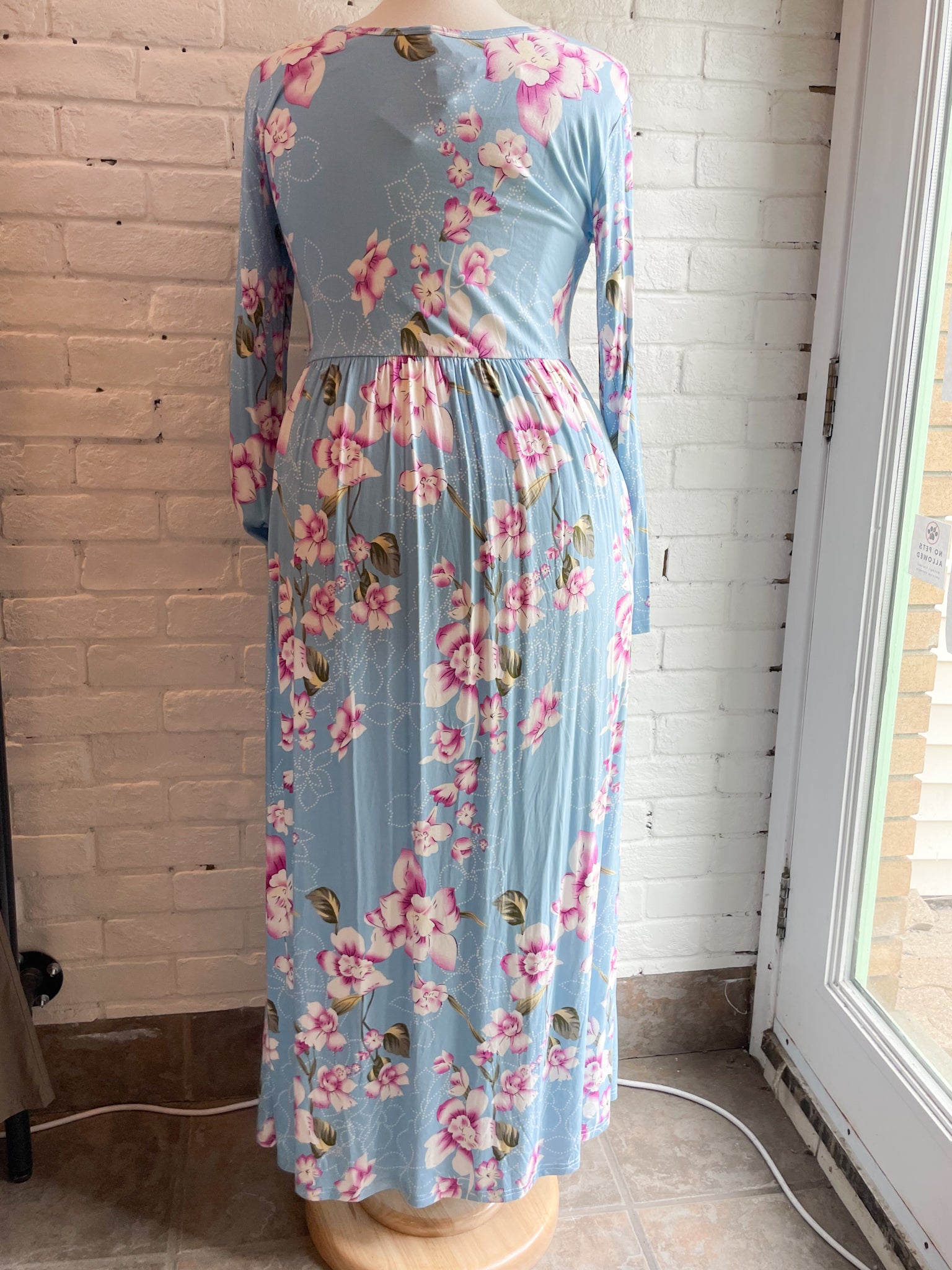 Blue floral long sleeve maxi dress hotsell