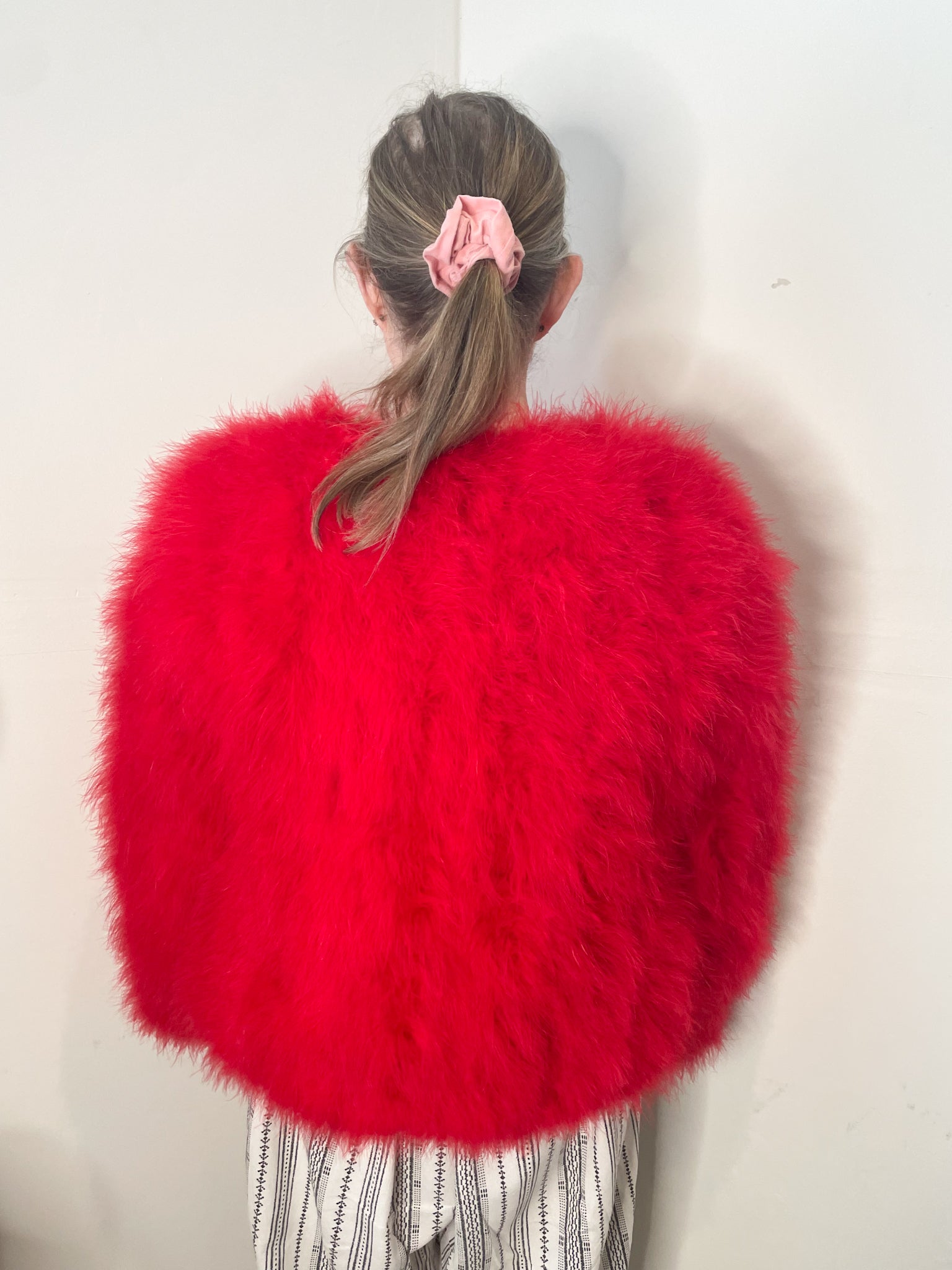 Pello Bello Red Genuine Feather Fluffy Statement Jacket Small