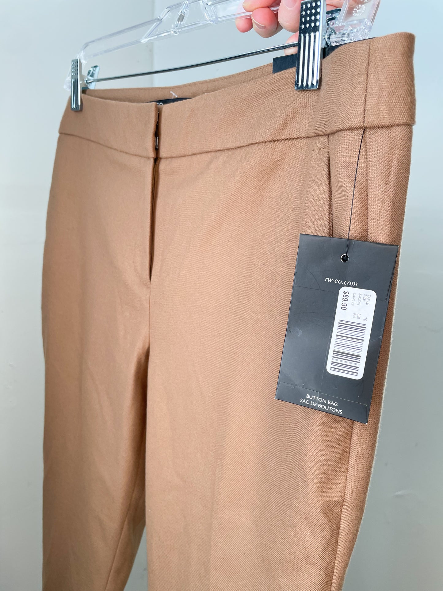 RW & Co. Camel Tailored Slim Leg Suit Ankle Trouser Pants NWT - Size 10