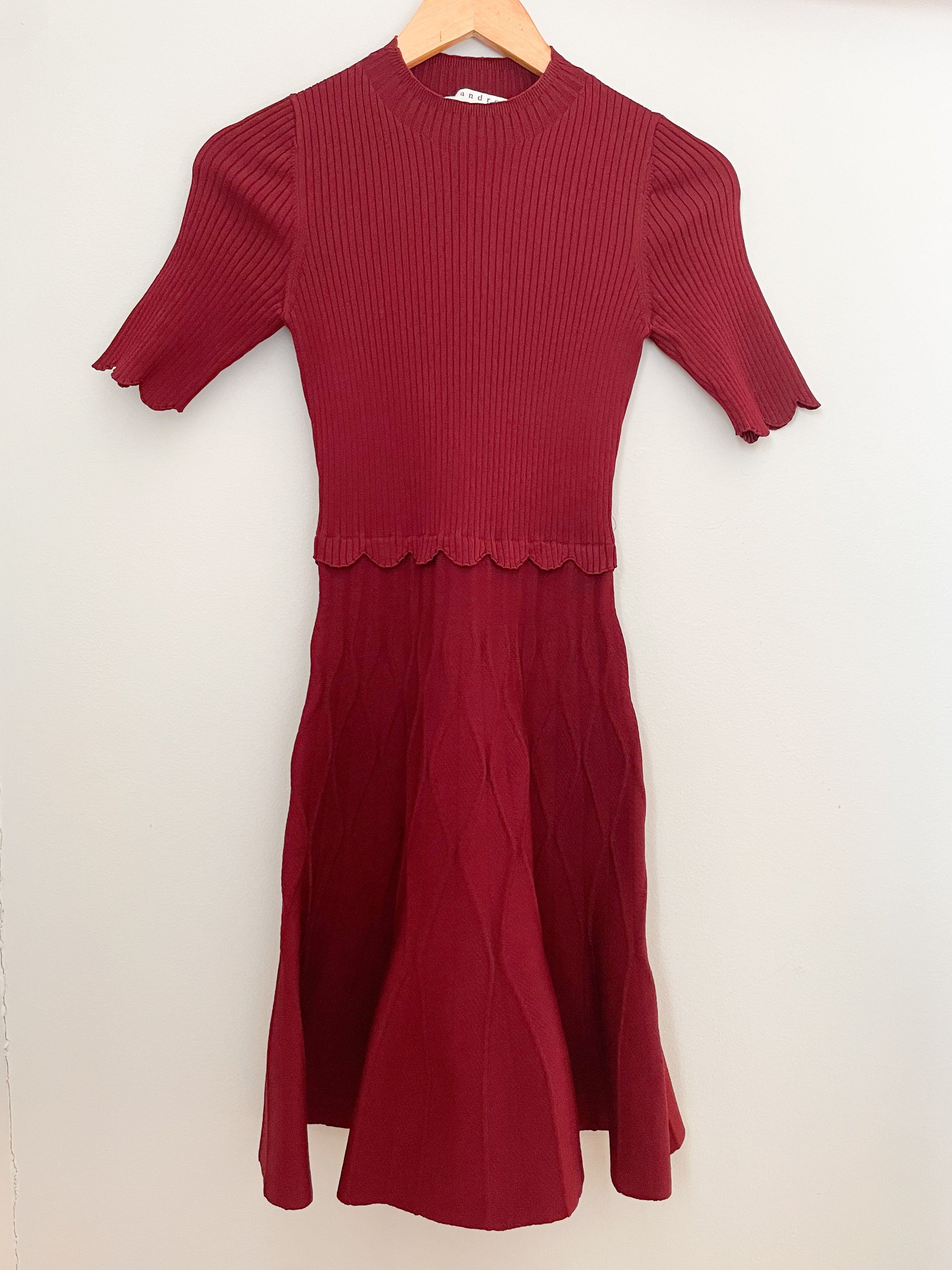 Sandro Paris Wine Red Mock Neck Knit Dress - XS – Le Prix Fashion