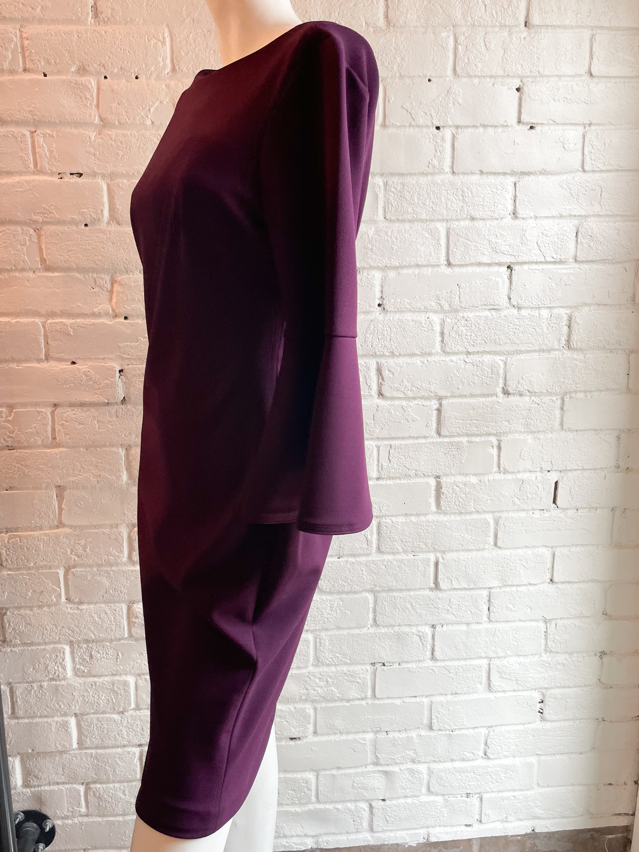 Calvin Klein Deep Purple Bell 3 4 Sleeve Sheath Dress Size 2 Le Prix Fashion Consulting