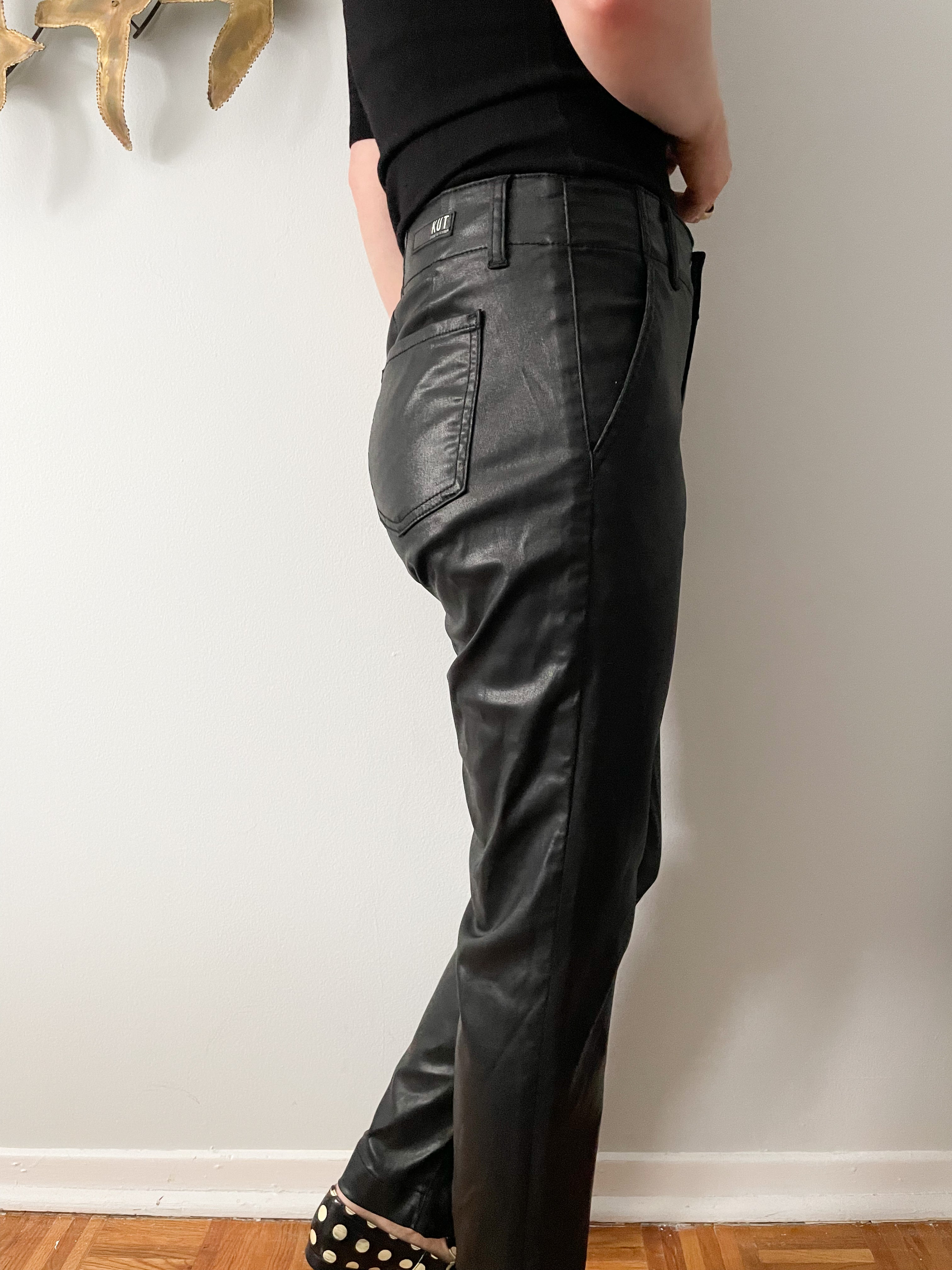 Black wet look jeans best sale