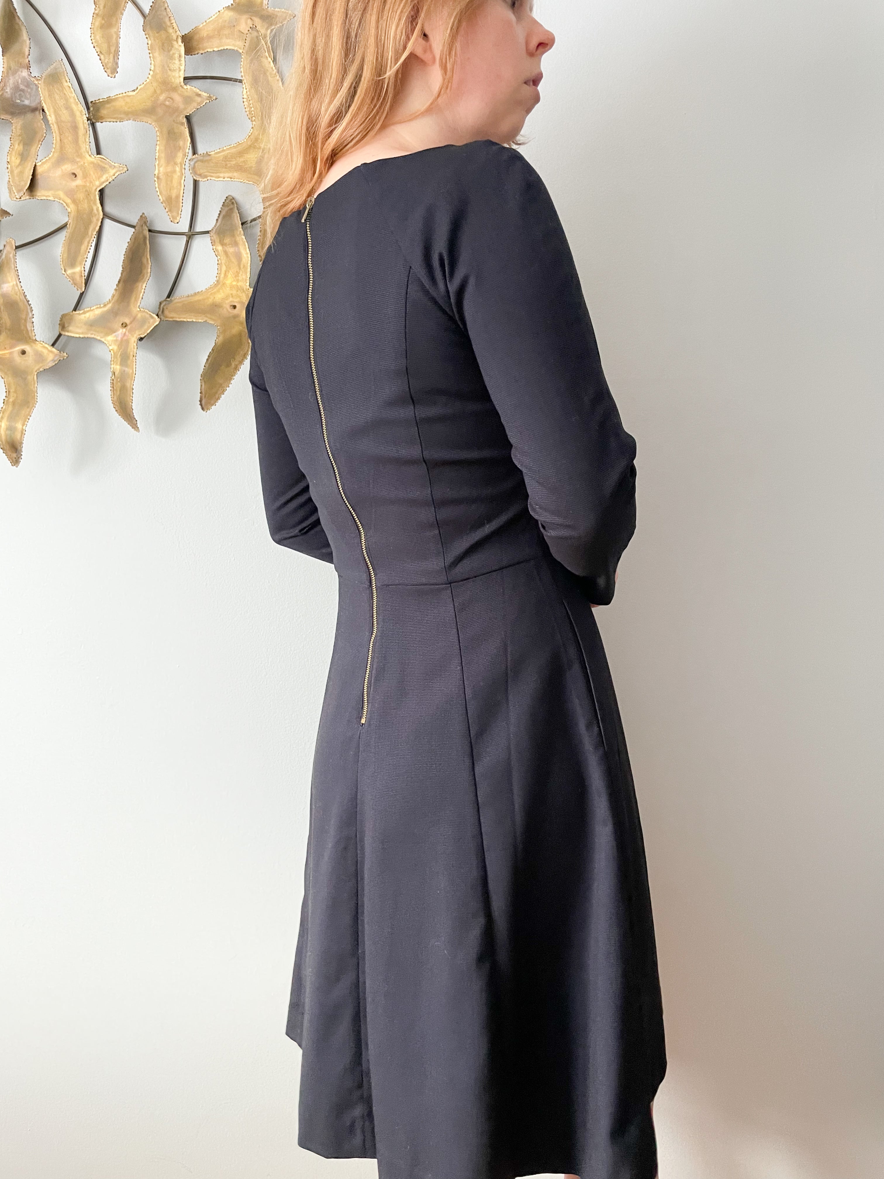 Navy fit clearance and flare dress