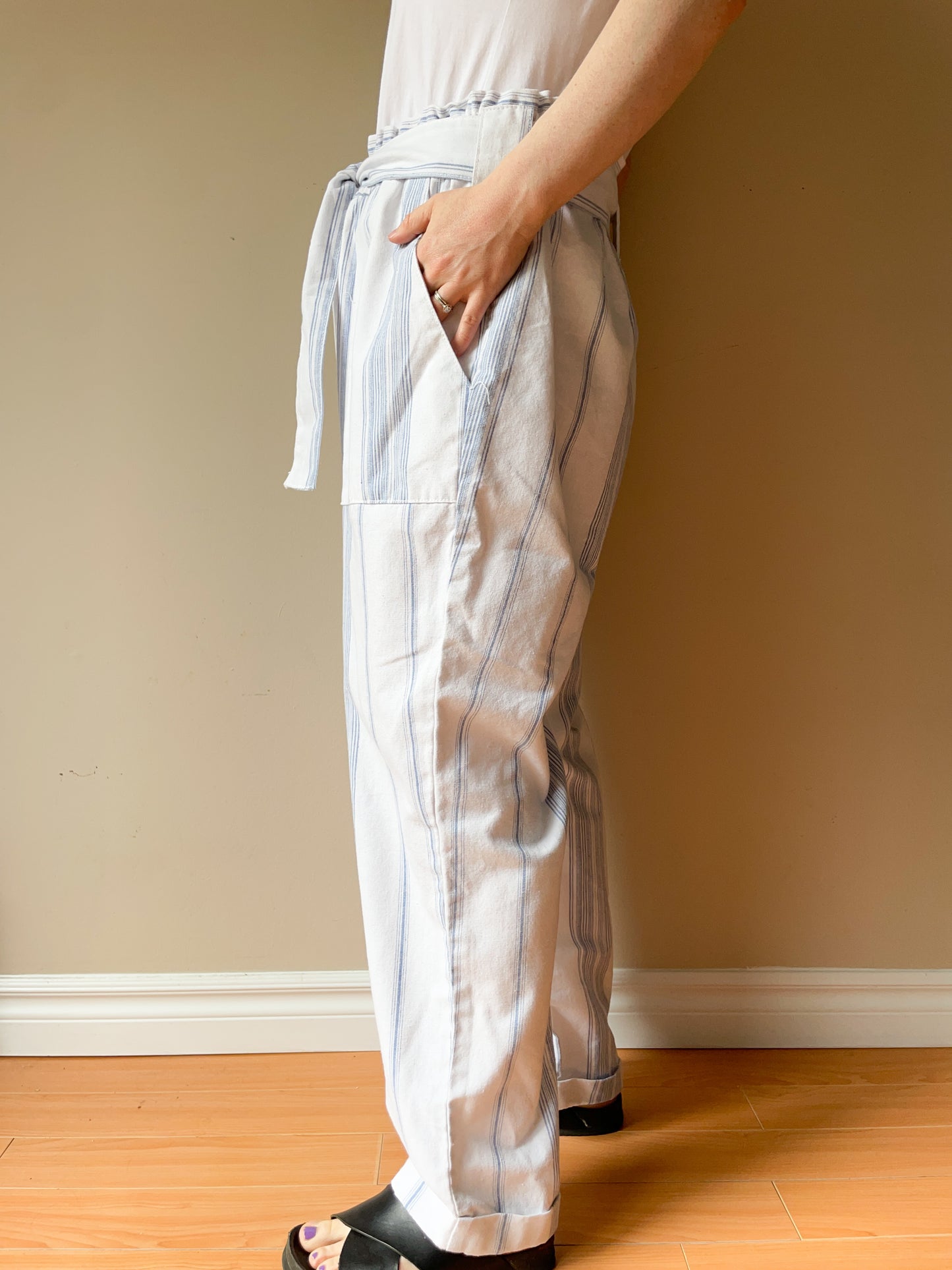 Ci Sono Blue Stripe Wide Leg Pants - XL