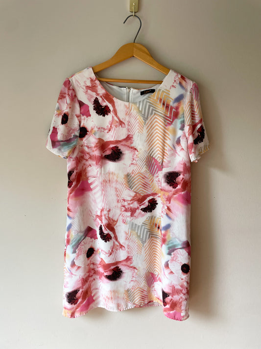 DEX Pink Floral Shift Dress - Large