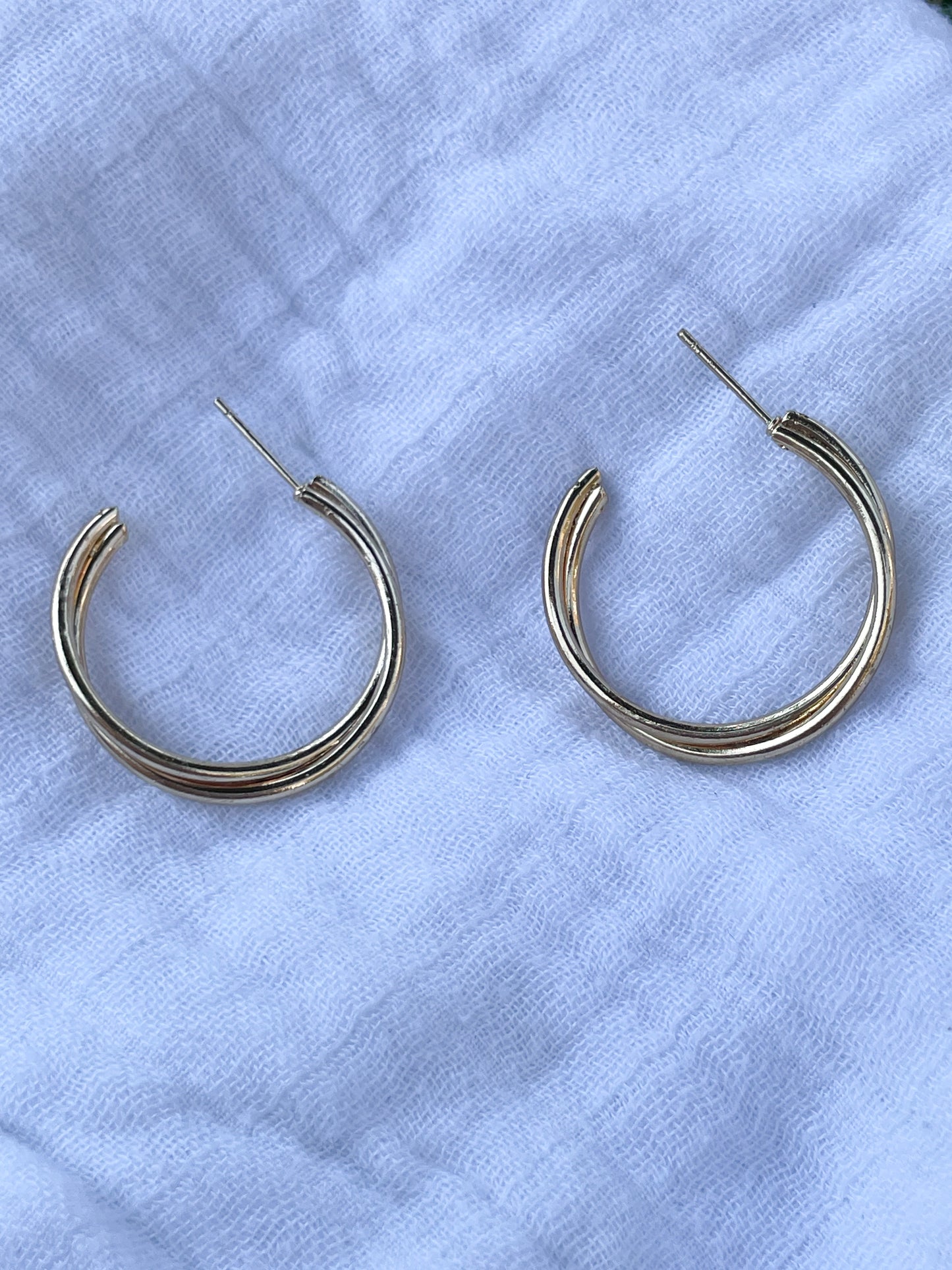 Gold Twist Hoop Earrings