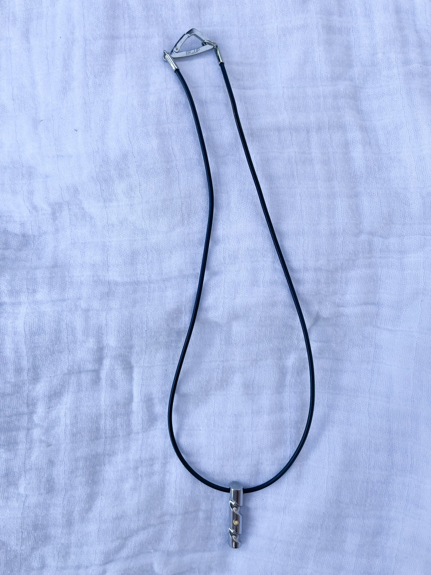 BK-UP BY BARAKA Black Plastic Cord Stainless Steel Twist Necklace