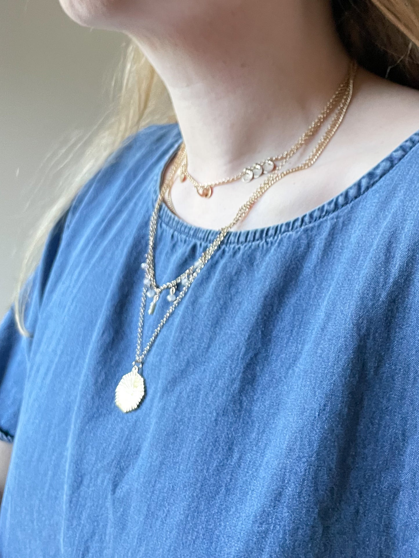 Gold Layered Beaded Delicate Necklace