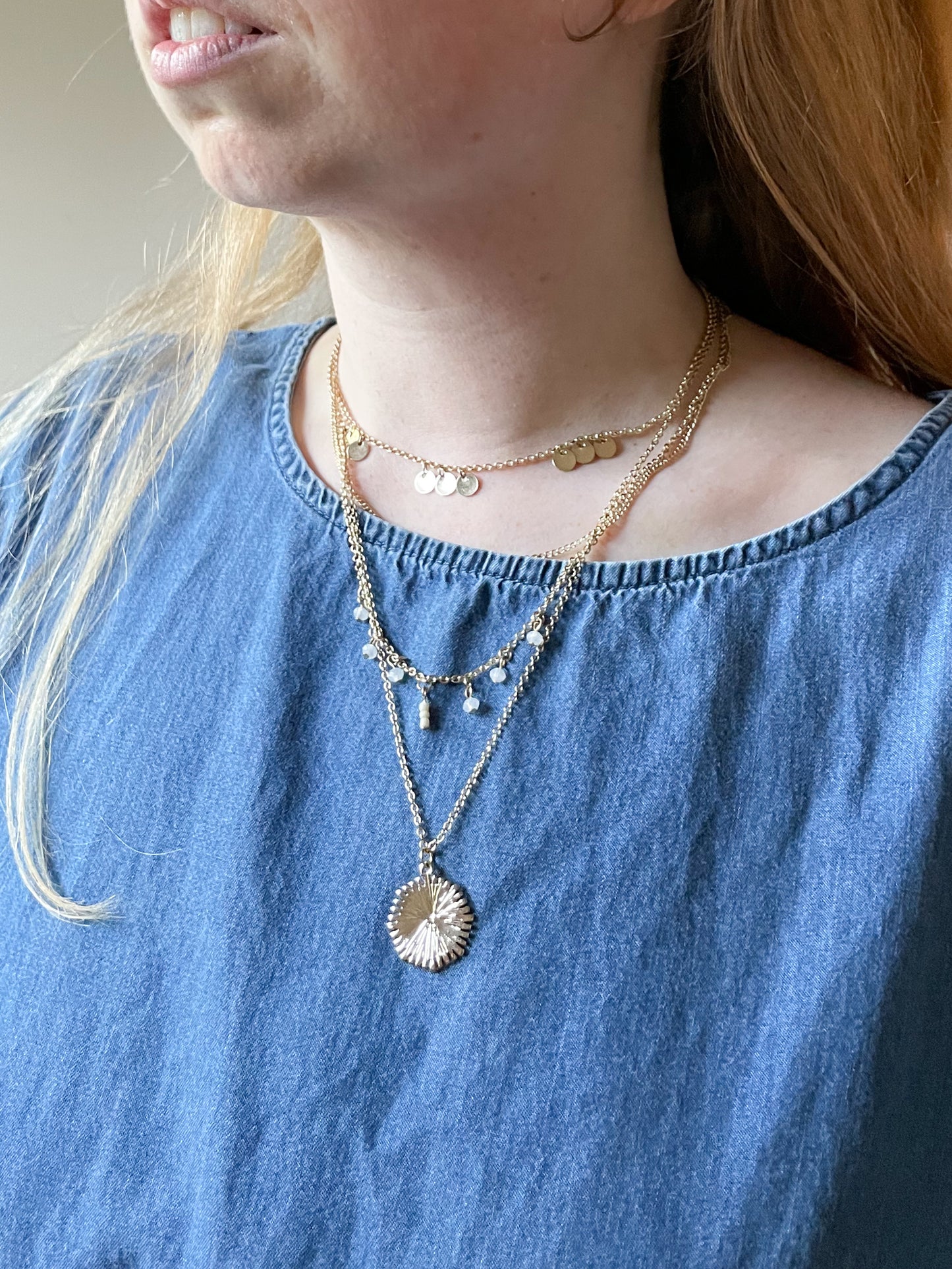 Gold Layered Beaded Delicate Necklace