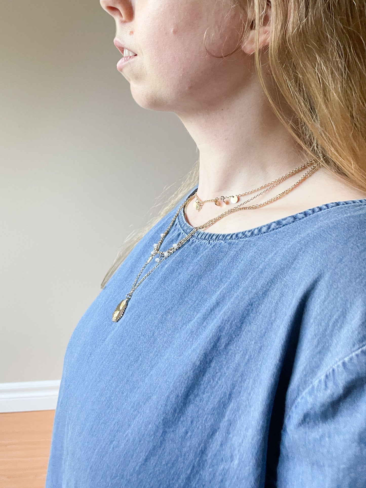 Gold Layered Beaded Delicate Necklace